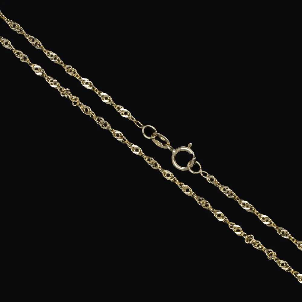 TWISTED CURB CHAIN NECKLACE SOLID 14K YELLOW GOLD 18 INCH 1.8mm EVERYDAY SIMPLE