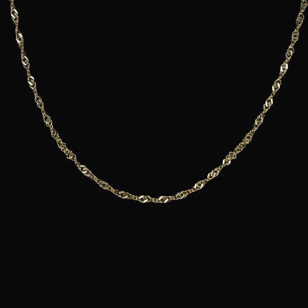 TWISTED CURB CHAIN NECKLACE SOLID 14K YELLOW GOLD 18 INCH 1.8mm EVERYDAY SIMPLE