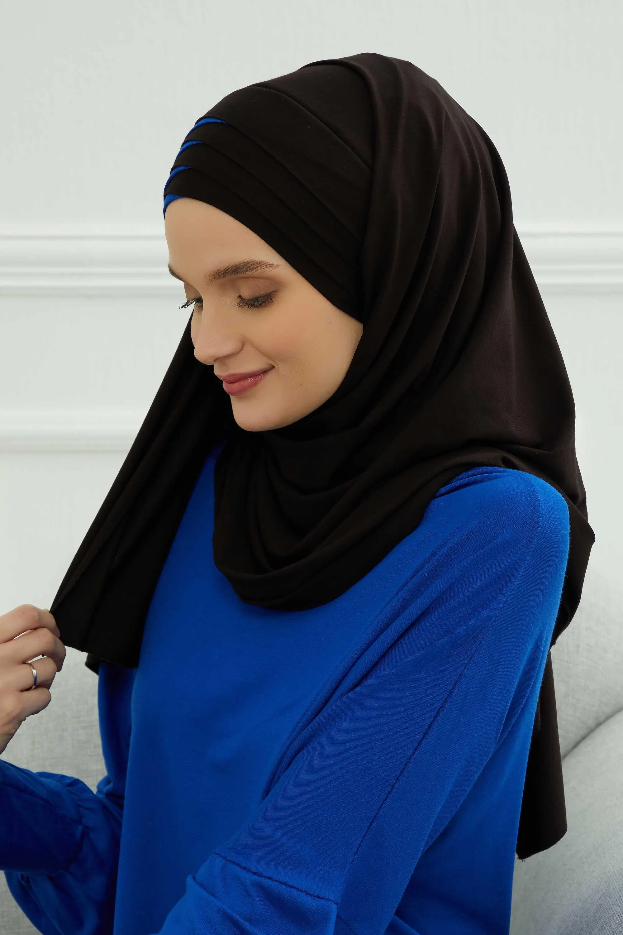 Two Colors Elegant Jersey Shawl for Women  Cotton Wrap Modesty Turban Cap Scarf,CPS-49
