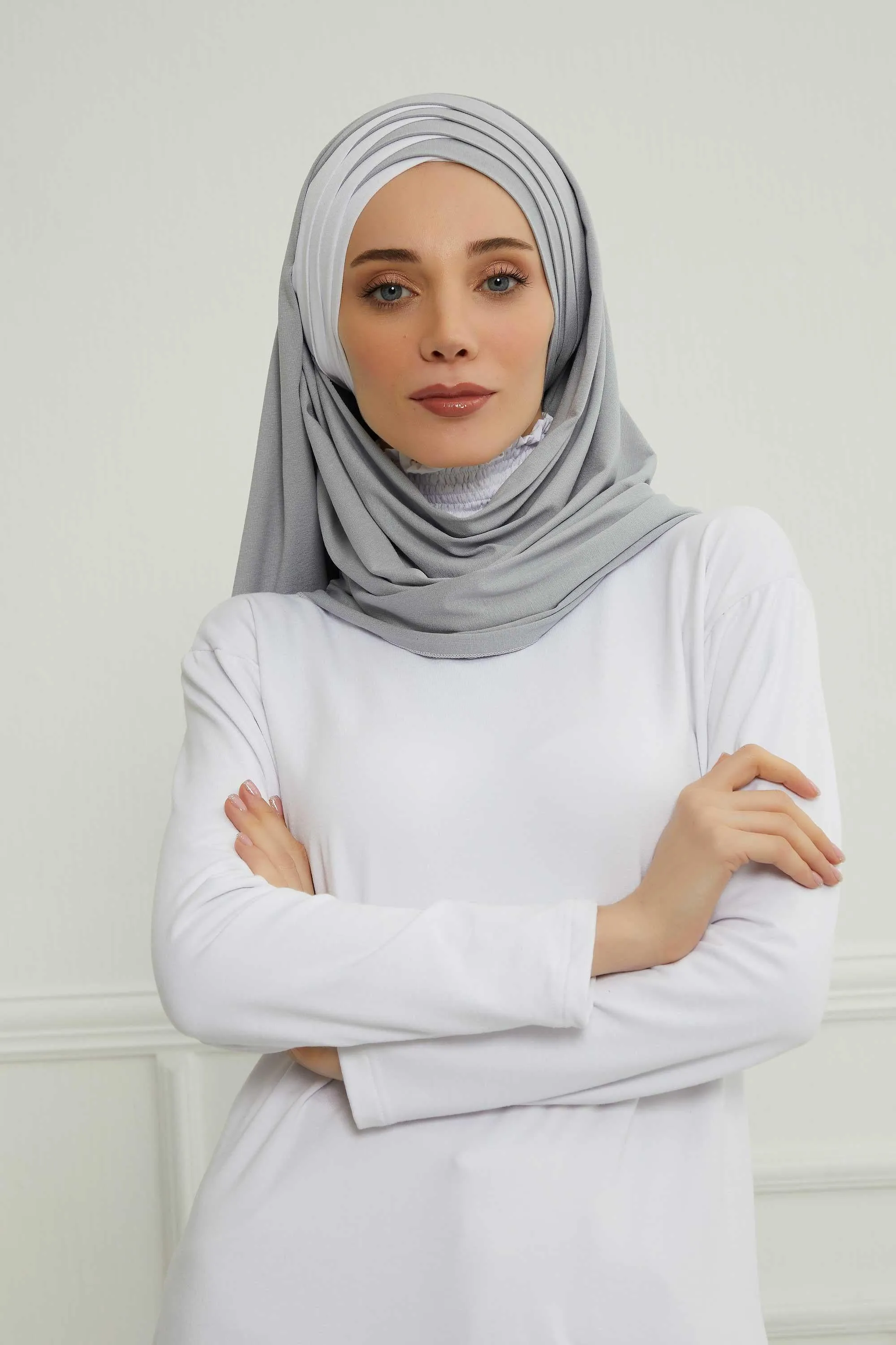 Two Colors Elegant Jersey Shawl for Women  Cotton Wrap Modesty Turban Cap Scarf,CPS-49