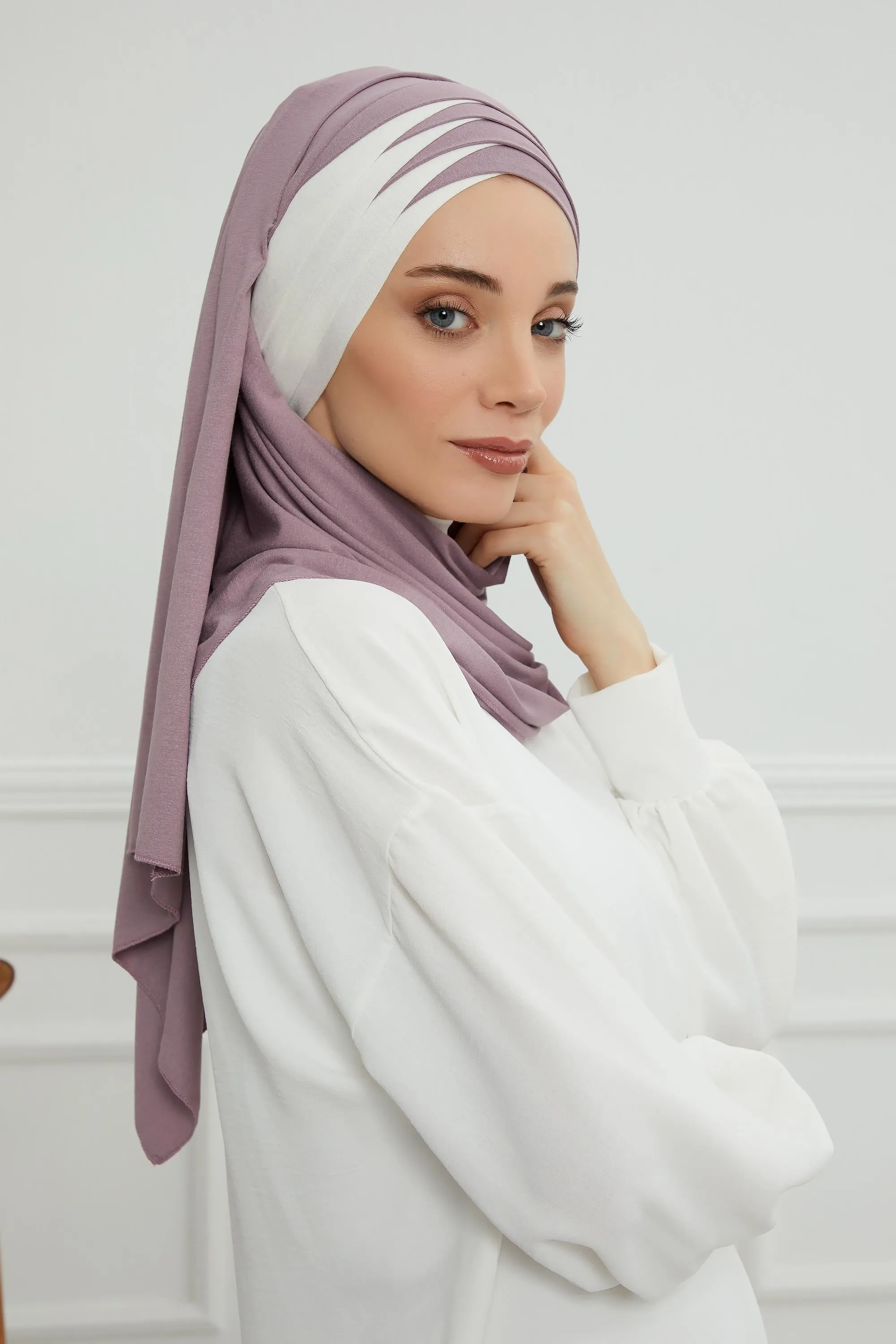 Two Colors Elegant Jersey Shawl for Women  Cotton Wrap Modesty Turban Cap Scarf,CPS-49