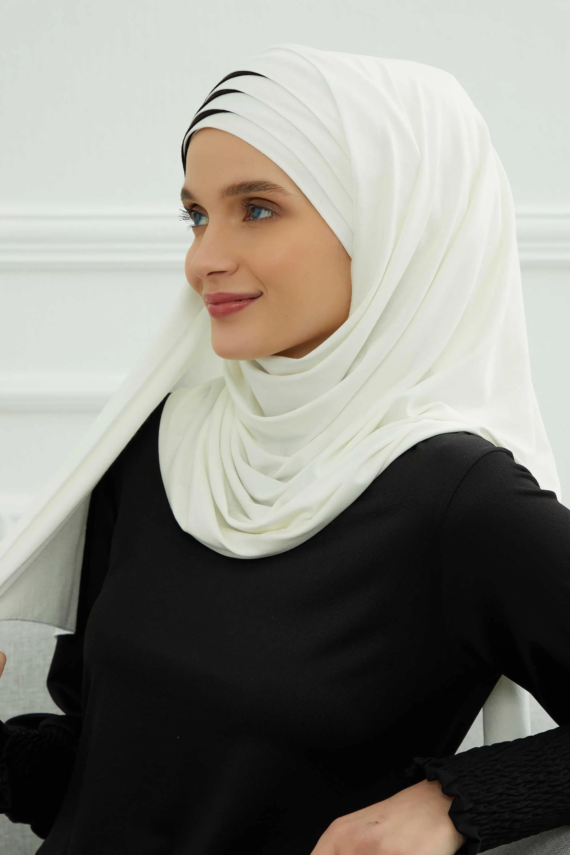 Two Colors Elegant Jersey Shawl for Women  Cotton Wrap Modesty Turban Cap Scarf,CPS-49