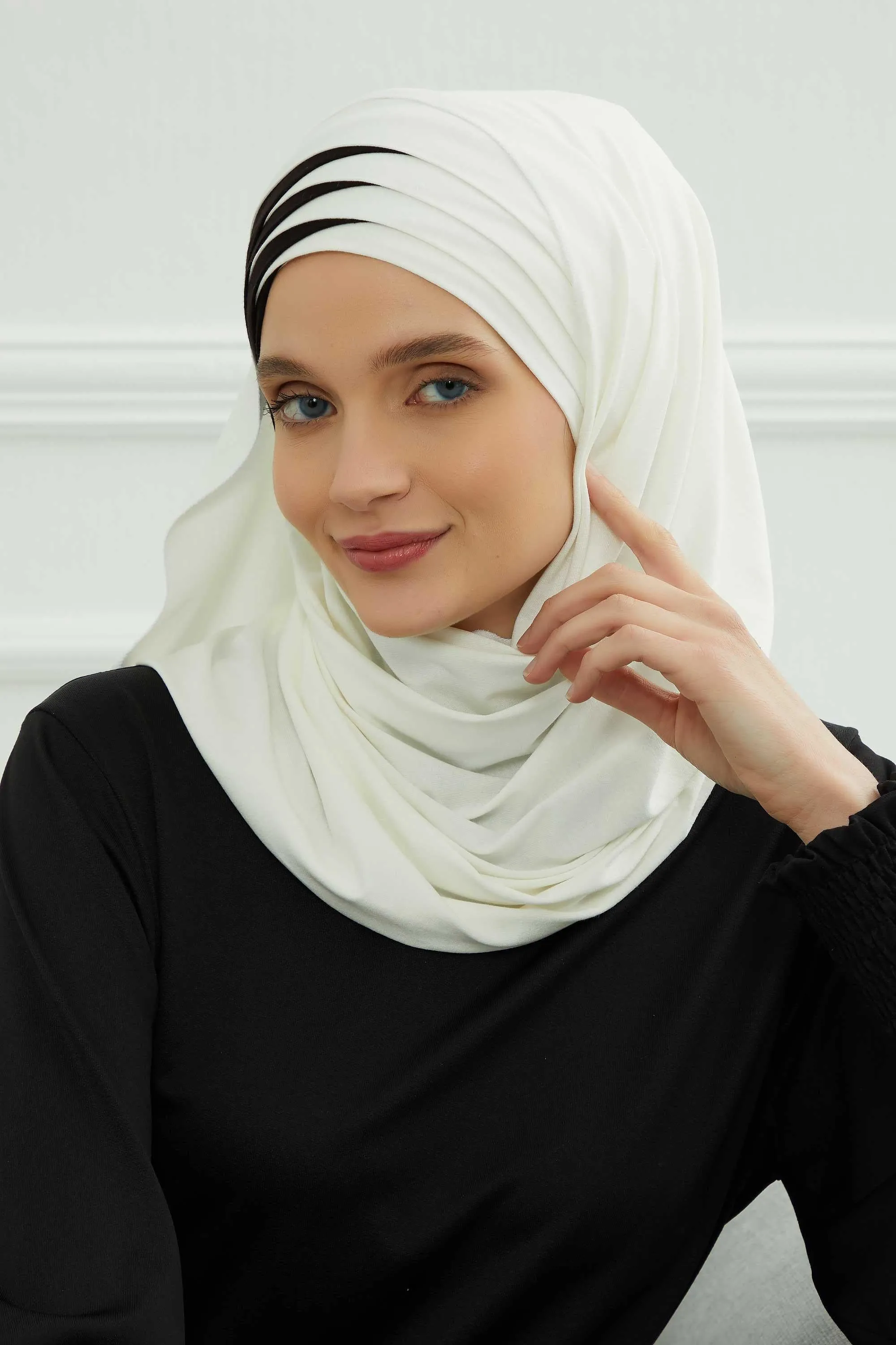Two Colors Elegant Jersey Shawl for Women  Cotton Wrap Modesty Turban Cap Scarf,CPS-49
