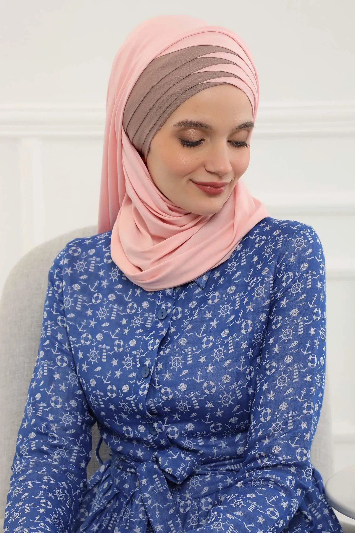 Two Colors Elegant Jersey Shawl for Women  Cotton Wrap Modesty Turban Cap Scarf,CPS-49
