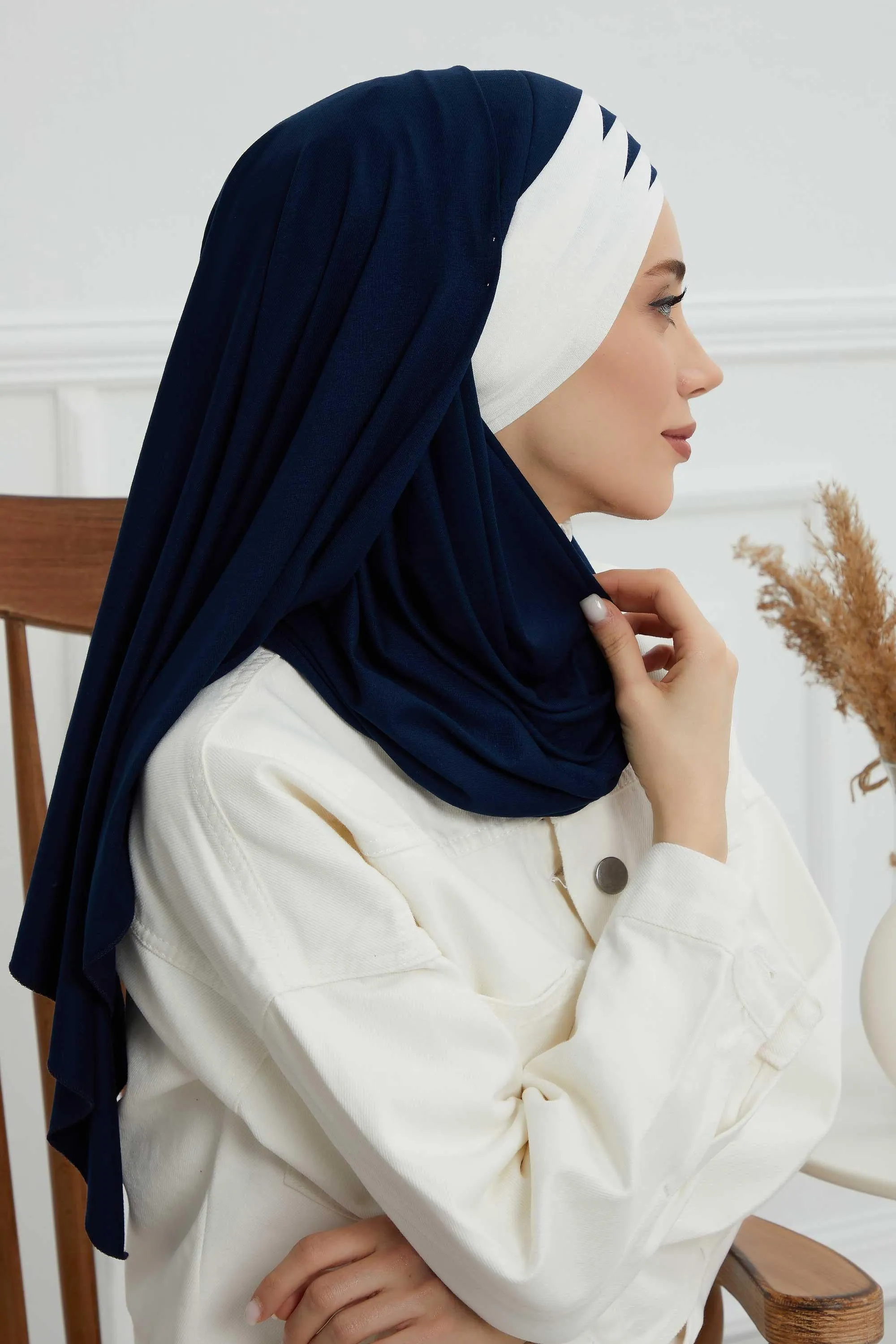 Two Colors Elegant Jersey Shawl for Women  Cotton Wrap Modesty Turban Cap Scarf,CPS-49