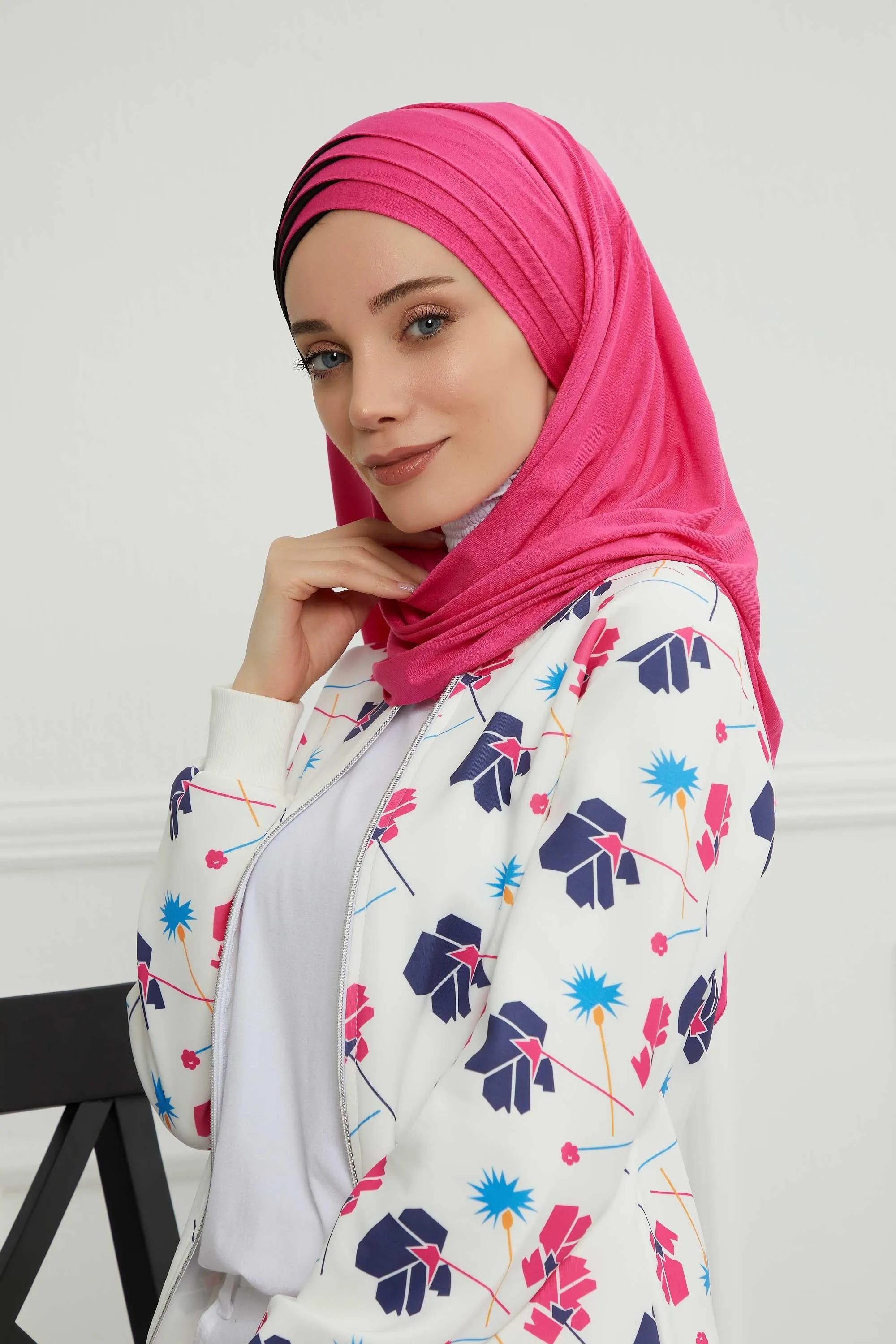 Two Colors Elegant Jersey Shawl for Women  Cotton Wrap Modesty Turban Cap Scarf,CPS-49
