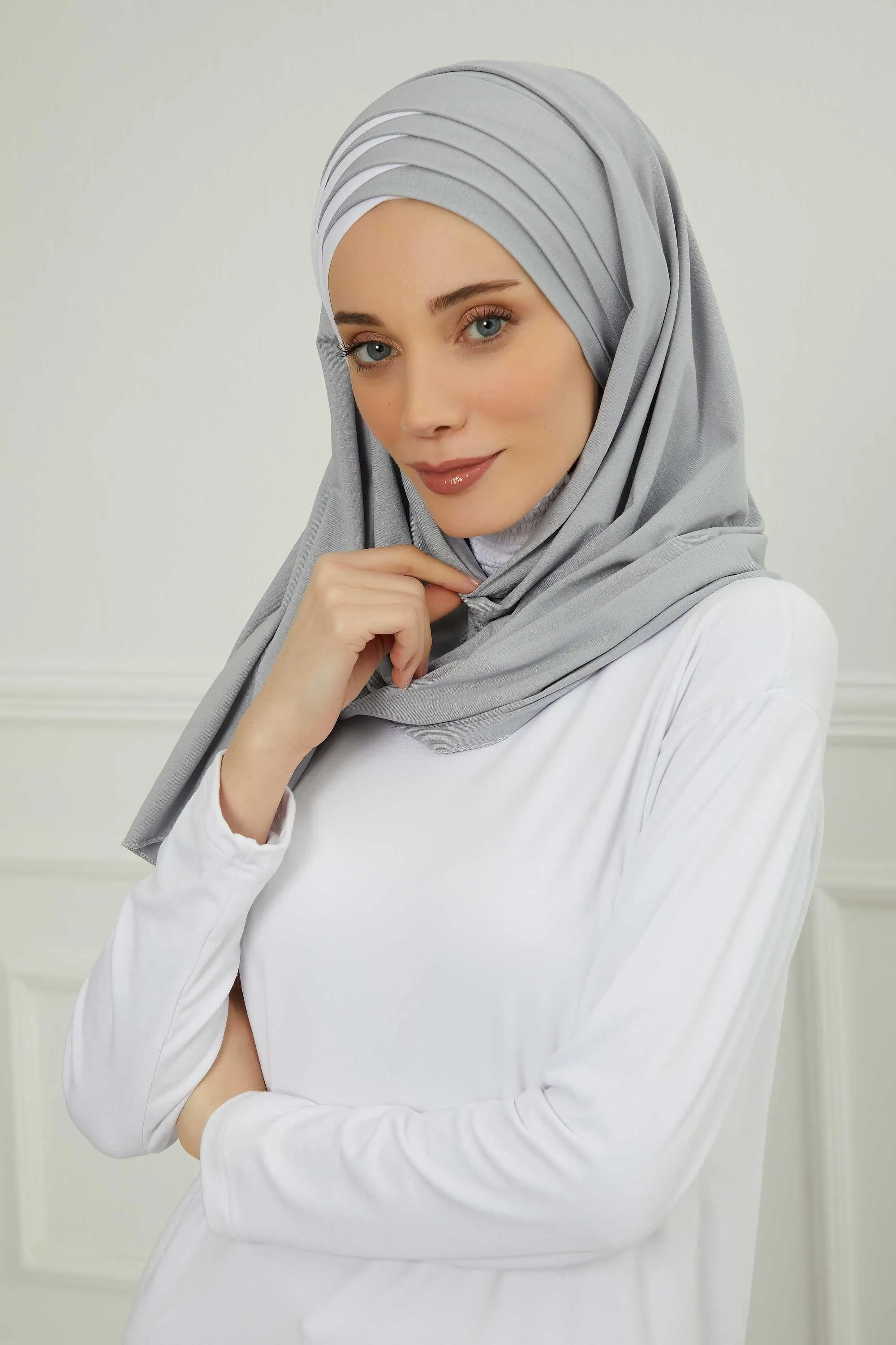 Two Colors Elegant Jersey Shawl for Women  Cotton Wrap Modesty Turban Cap Scarf,CPS-49