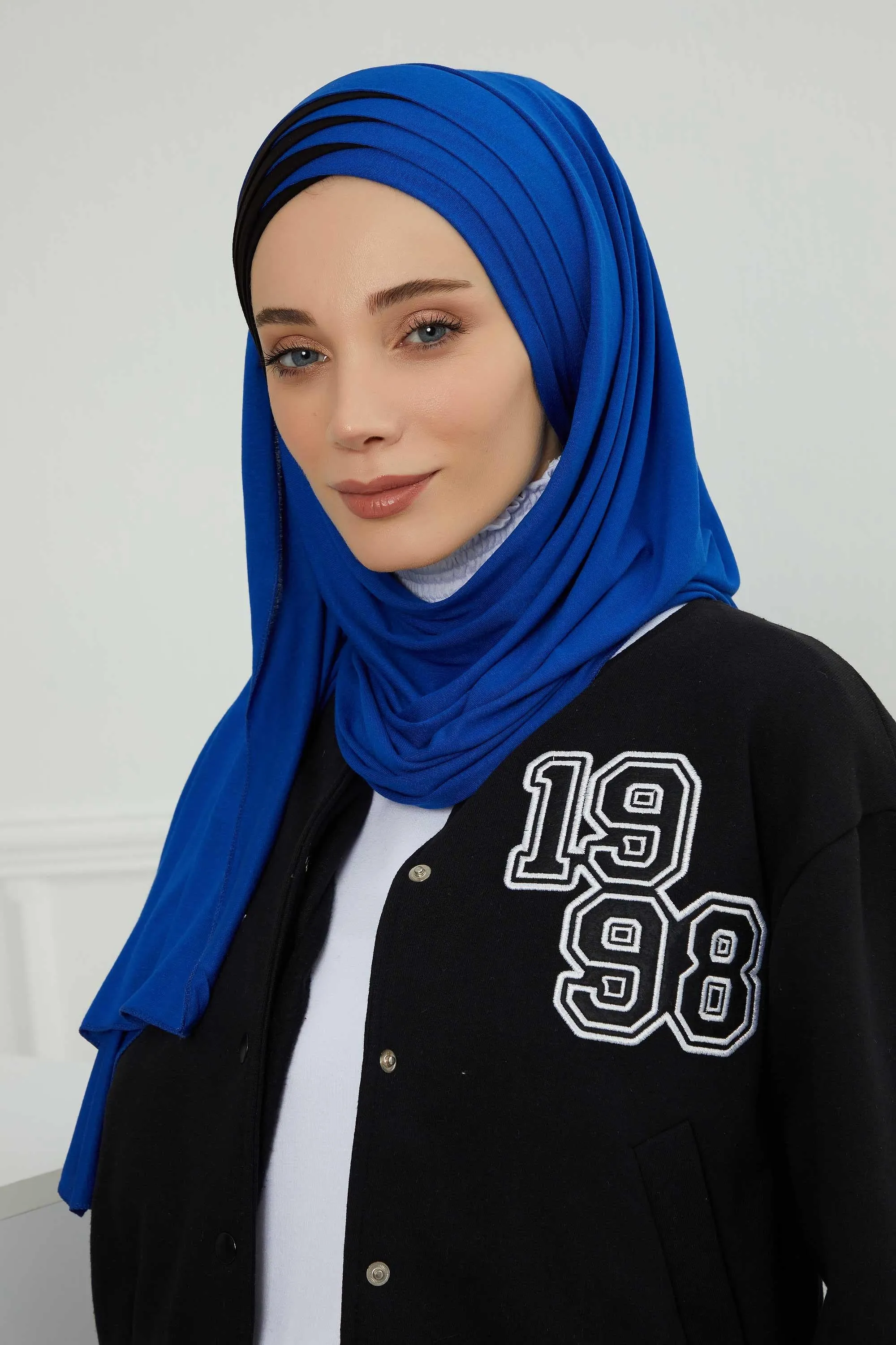 Two Colors Elegant Jersey Shawl for Women  Cotton Wrap Modesty Turban Cap Scarf,CPS-49