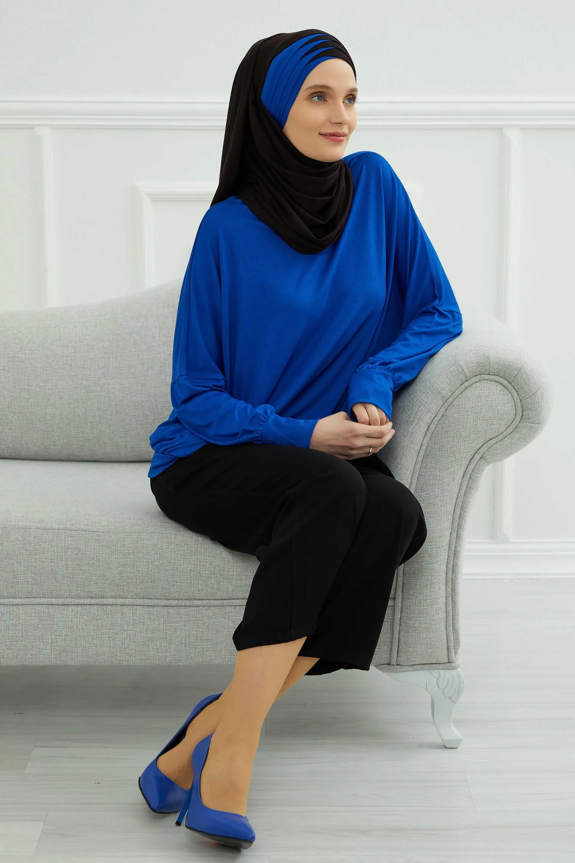 Two Colors Elegant Jersey Shawl for Women  Cotton Wrap Modesty Turban Cap Scarf,CPS-49