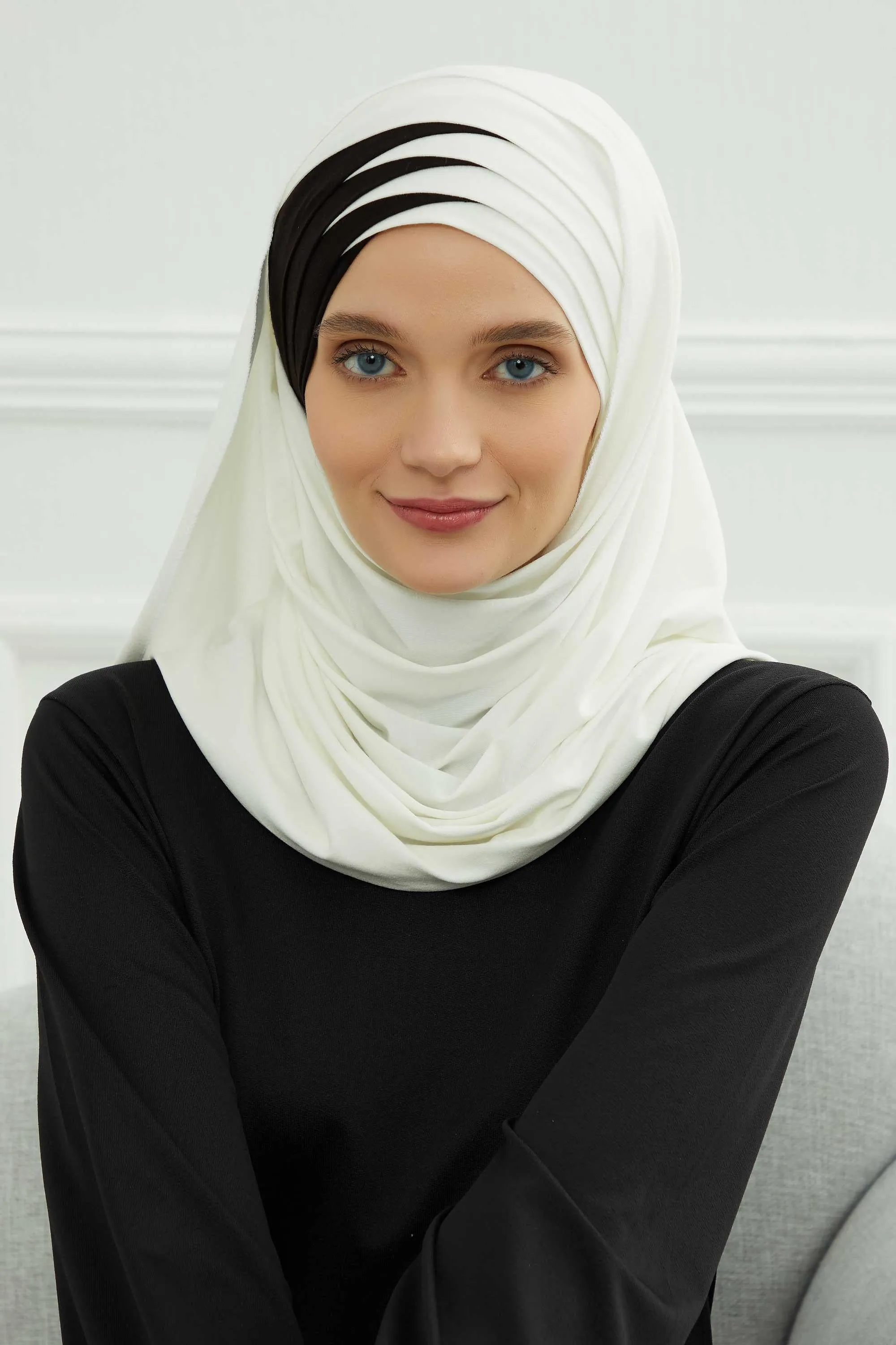 Two Colors Elegant Jersey Shawl for Women  Cotton Wrap Modesty Turban Cap Scarf,CPS-49
