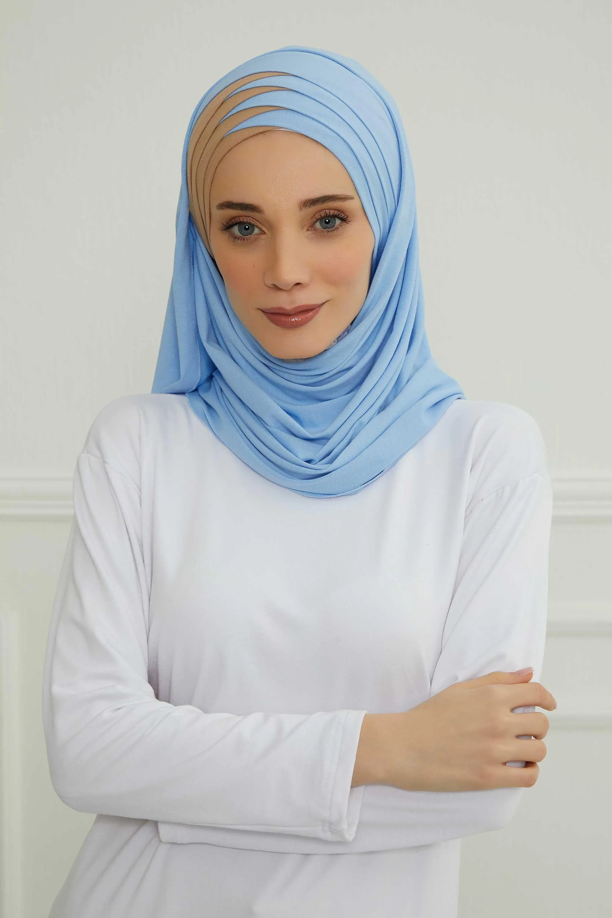 Two Colors Elegant Jersey Shawl for Women  Cotton Wrap Modesty Turban Cap Scarf,CPS-49