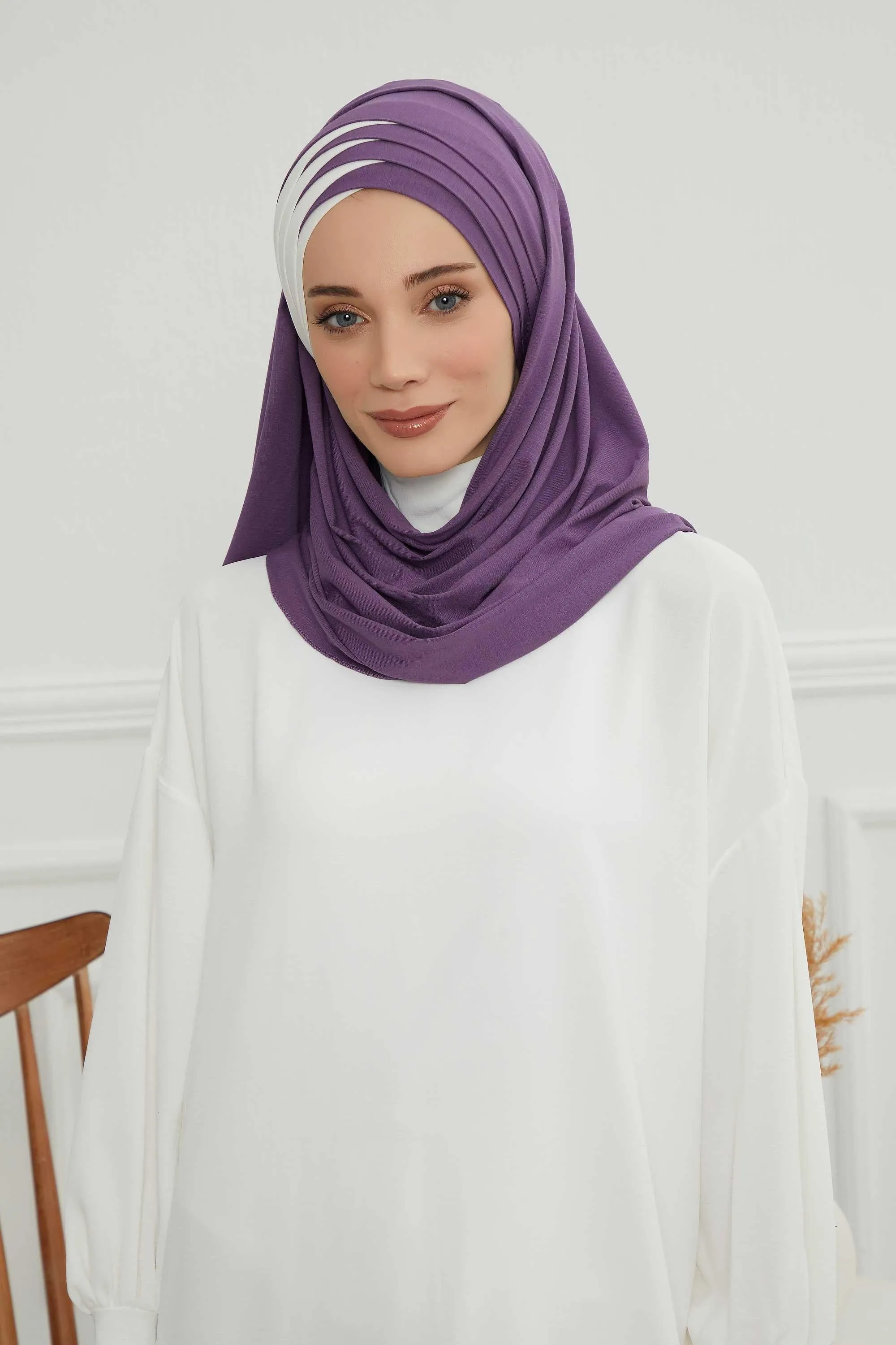 Two Colors Elegant Jersey Shawl for Women  Cotton Wrap Modesty Turban Cap Scarf,CPS-49