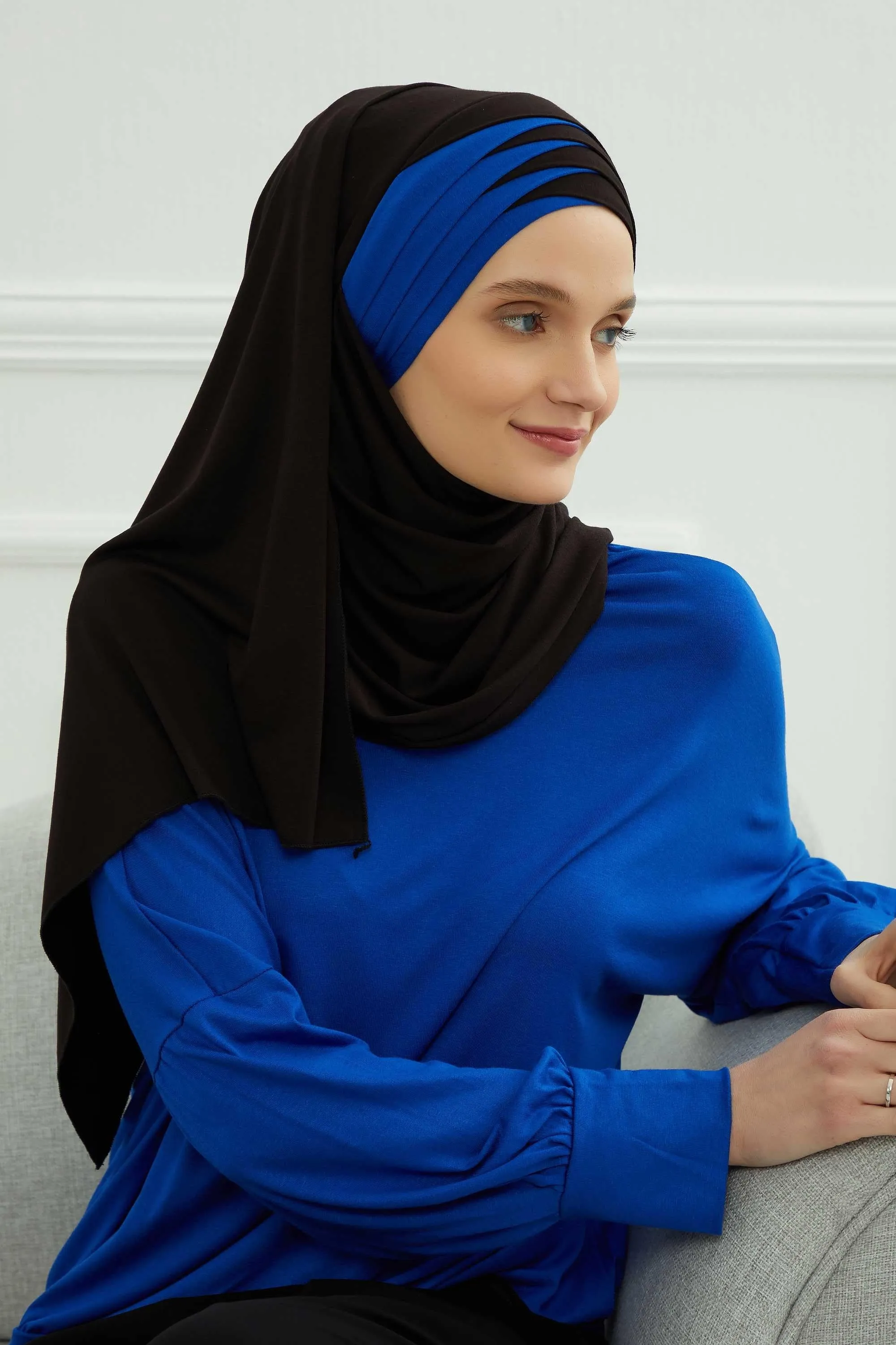 Two Colors Elegant Jersey Shawl for Women  Cotton Wrap Modesty Turban Cap Scarf,CPS-49