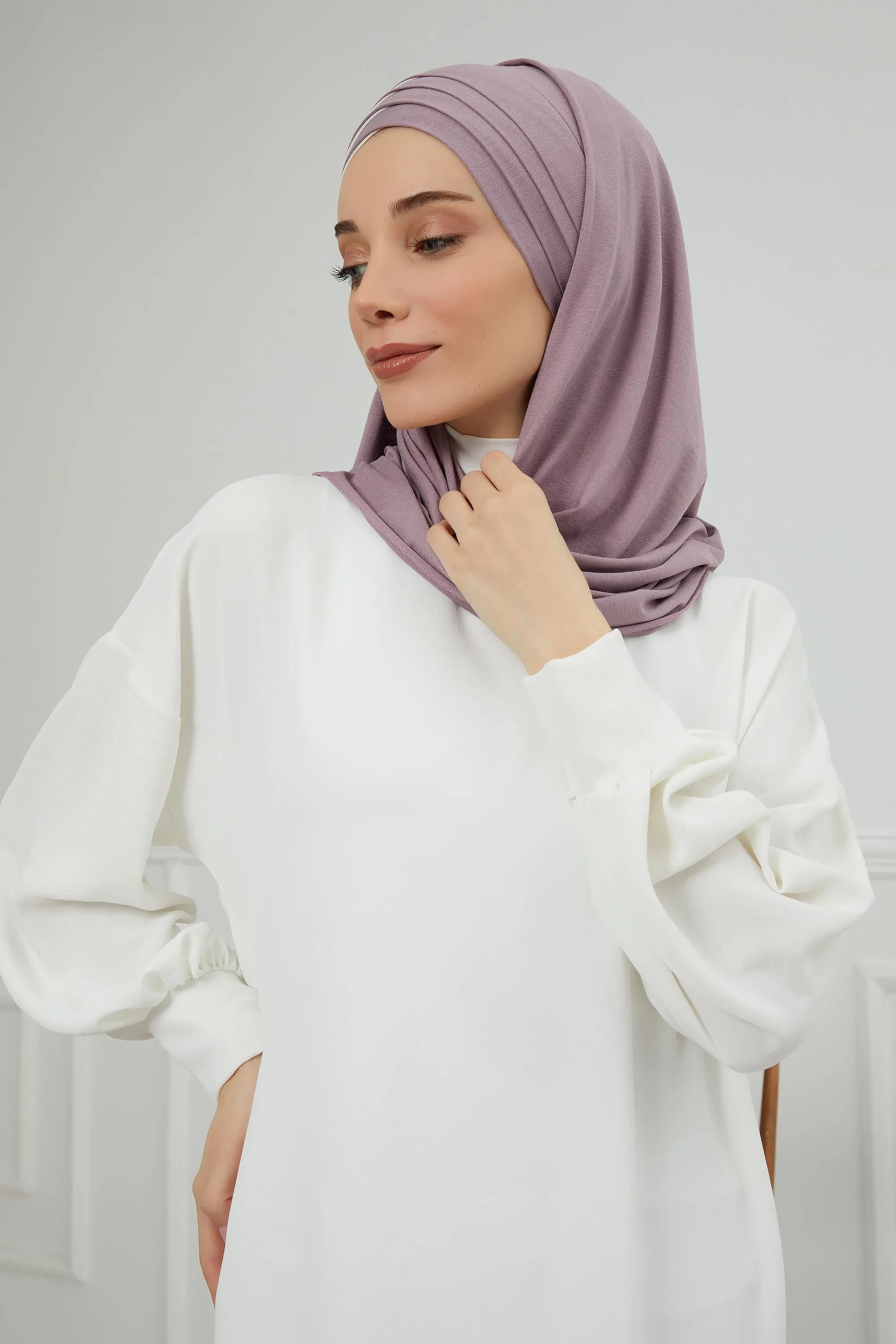 Two Colors Elegant Jersey Shawl for Women  Cotton Wrap Modesty Turban Cap Scarf,CPS-49