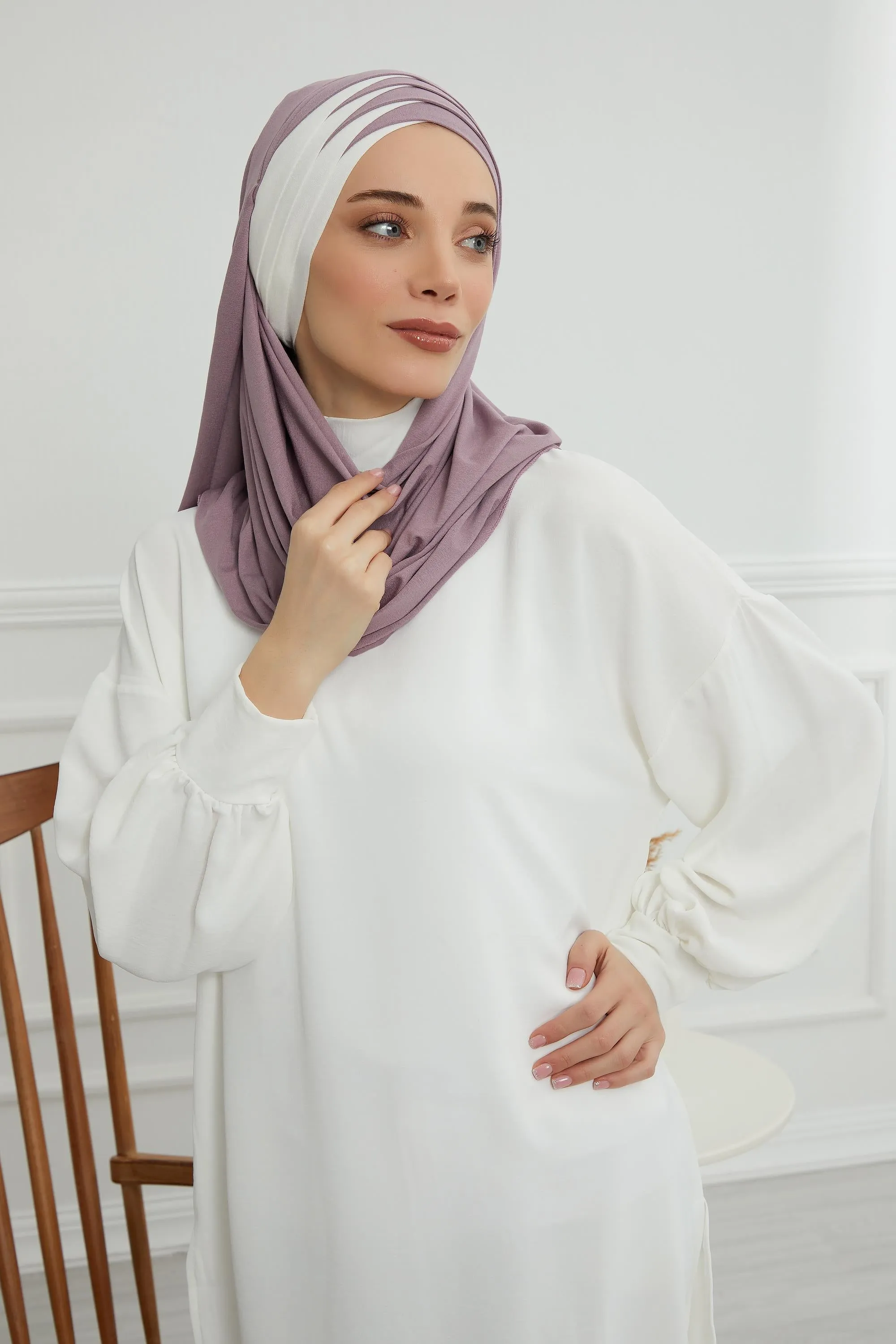 Two Colors Elegant Jersey Shawl for Women  Cotton Wrap Modesty Turban Cap Scarf,CPS-49