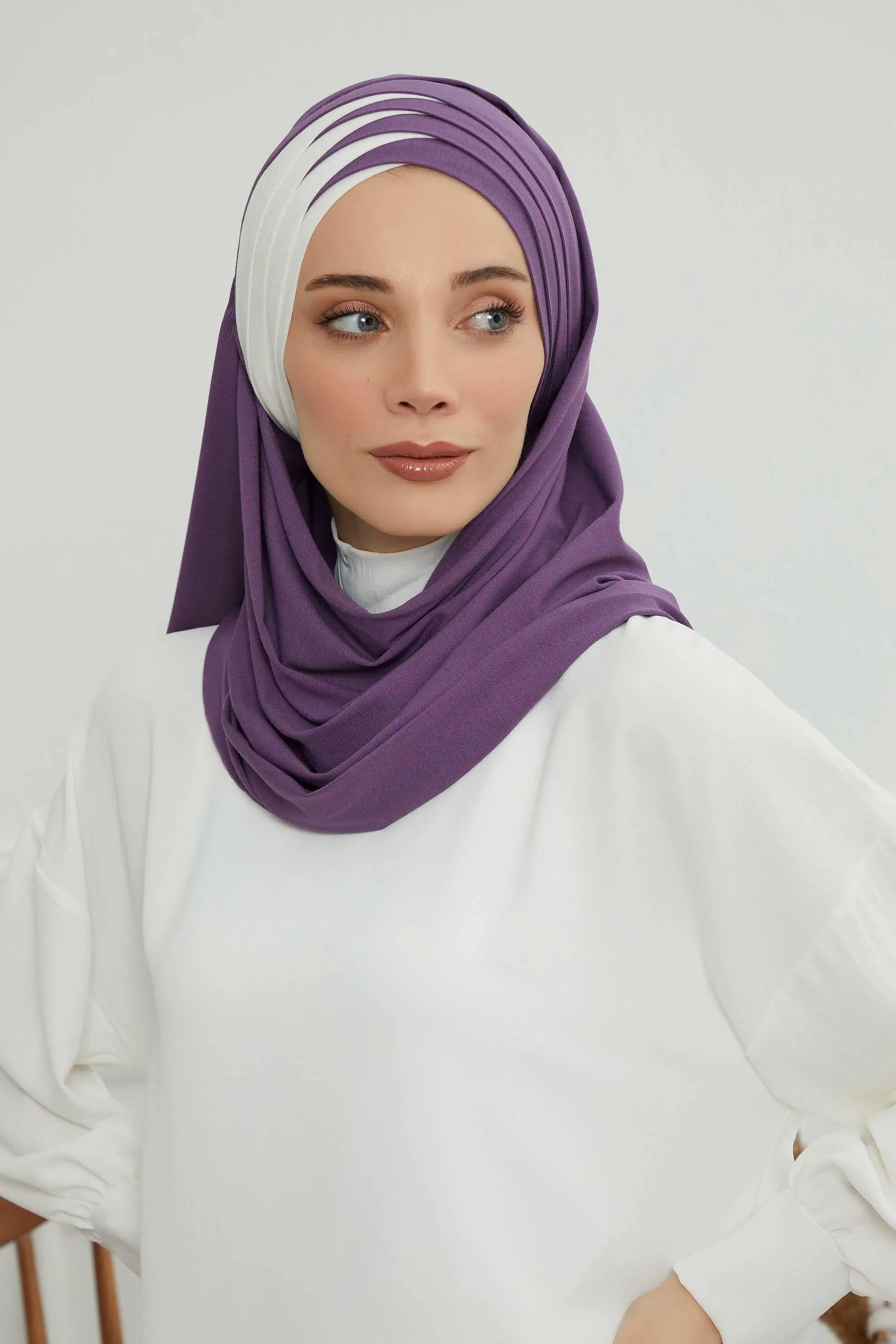 Two Colors Elegant Jersey Shawl for Women  Cotton Wrap Modesty Turban Cap Scarf,CPS-49