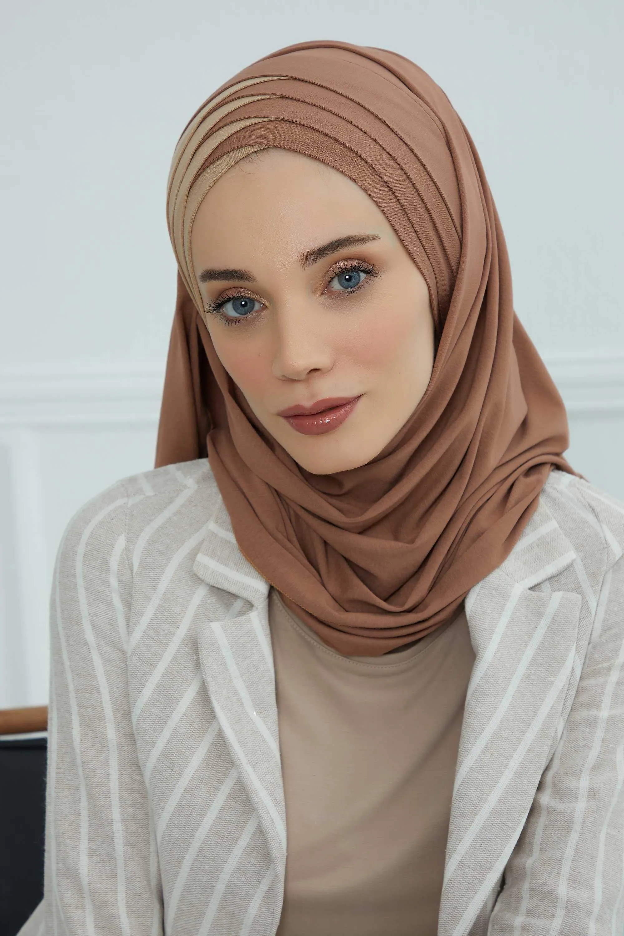 Two Colors Elegant Jersey Shawl for Women  Cotton Wrap Modesty Turban Cap Scarf,CPS-49
