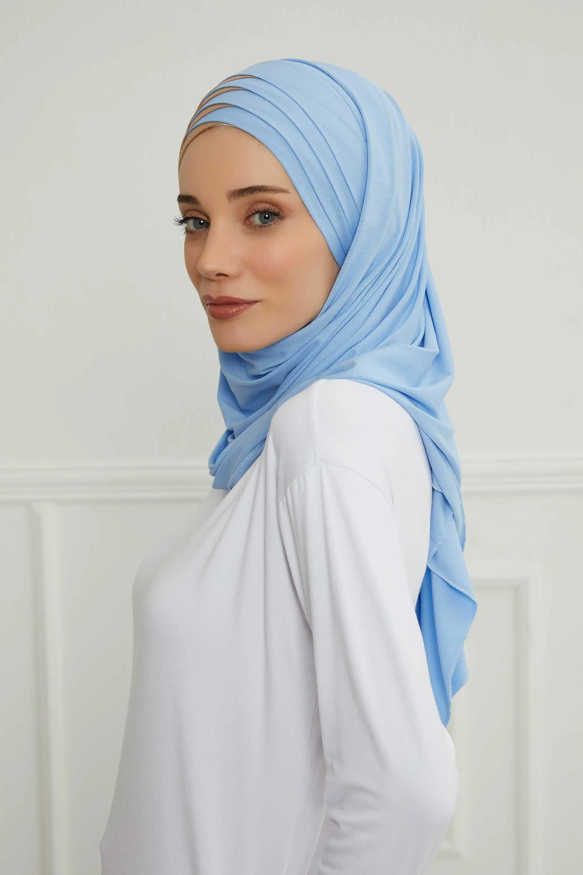 Two Colors Elegant Jersey Shawl for Women  Cotton Wrap Modesty Turban Cap Scarf,CPS-49