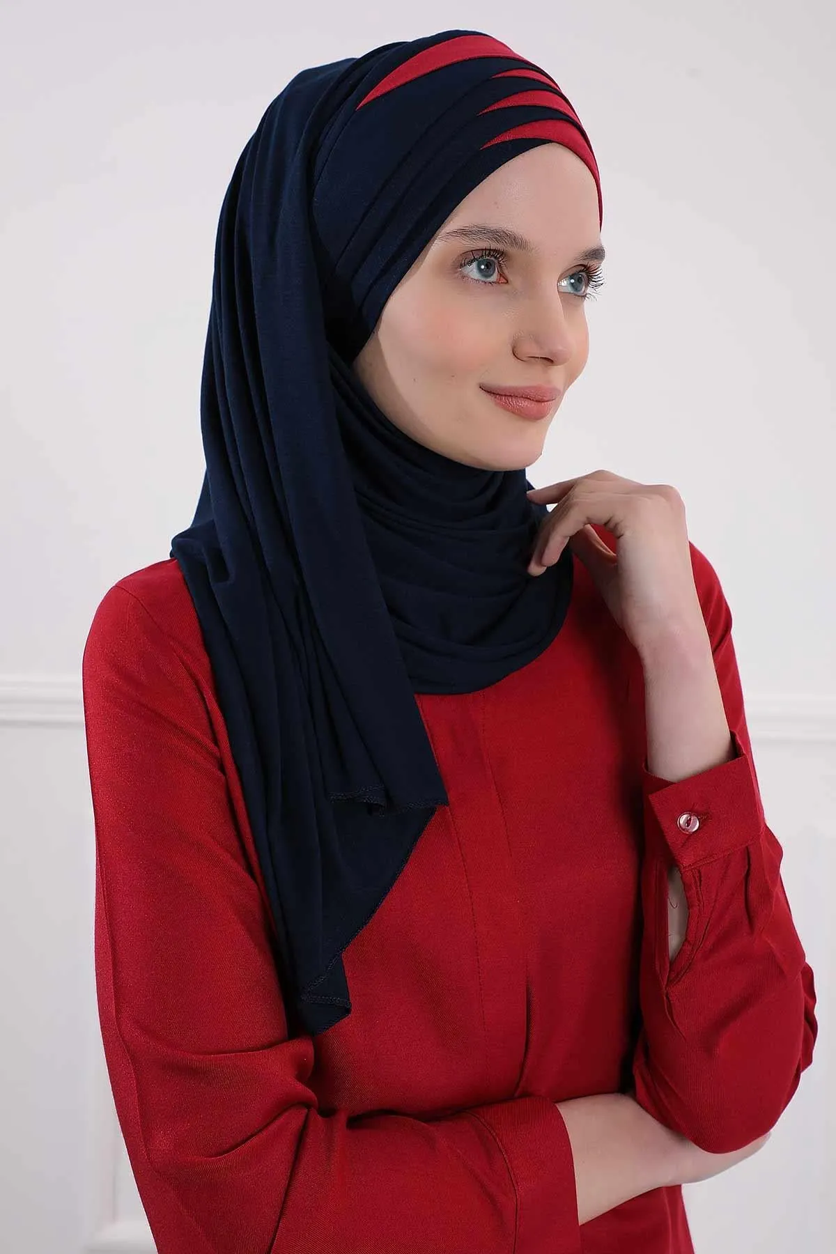 Two Colors Elegant Jersey Shawl for Women  Cotton Wrap Modesty Turban Cap Scarf,CPS-49