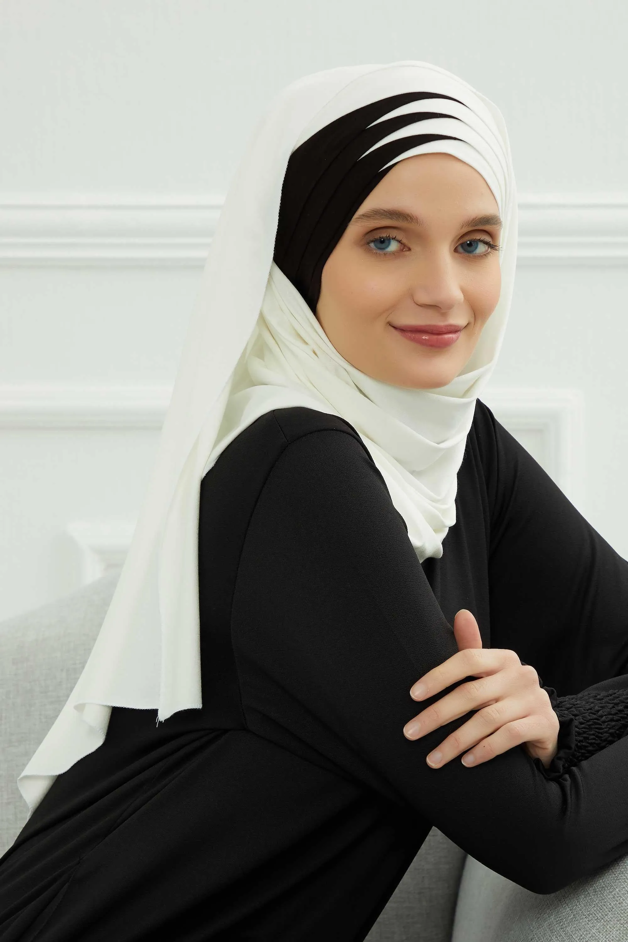 Two Colors Elegant Jersey Shawl for Women  Cotton Wrap Modesty Turban Cap Scarf,CPS-49