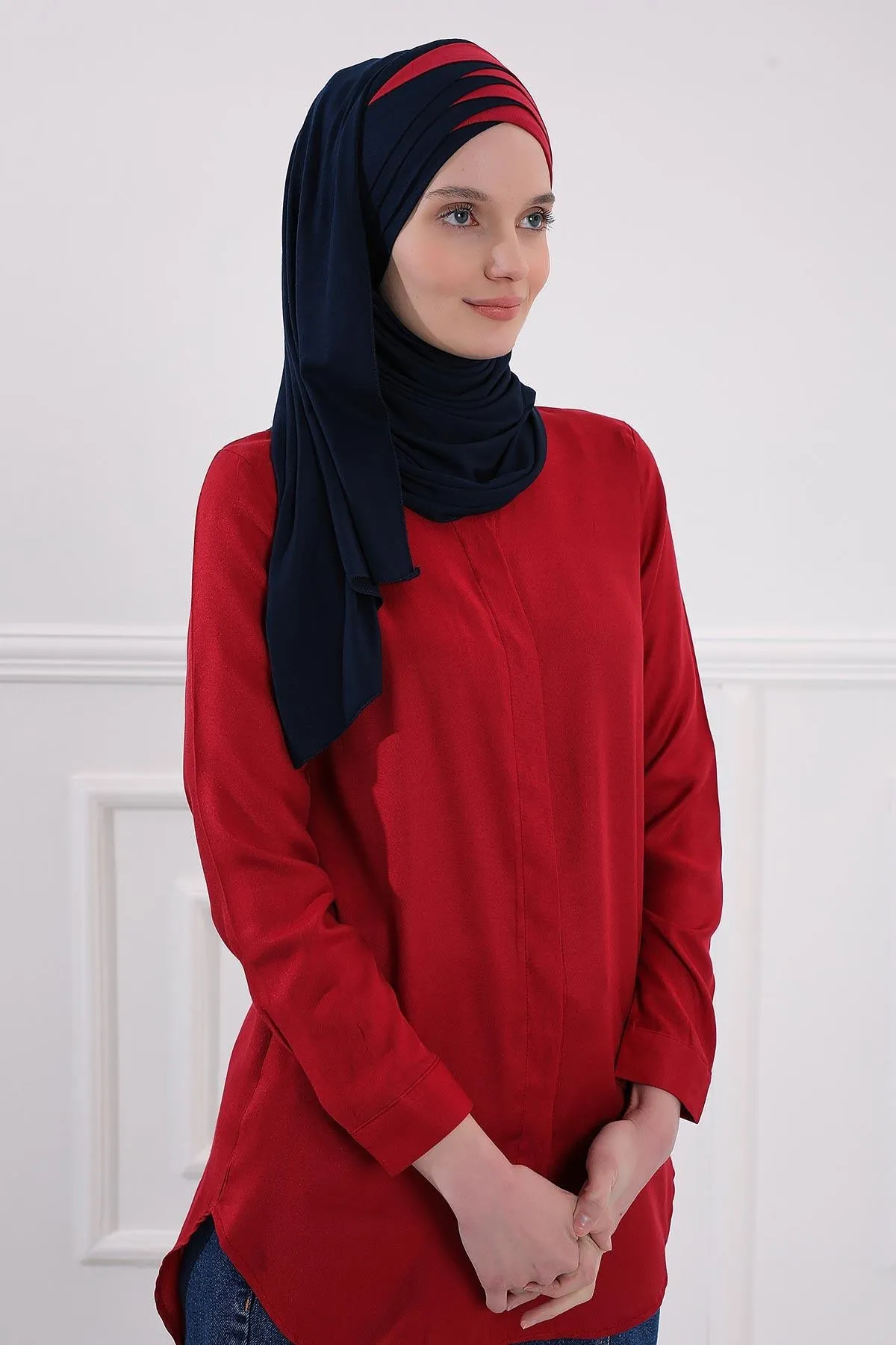 Two Colors Elegant Jersey Shawl for Women  Cotton Wrap Modesty Turban Cap Scarf,CPS-49