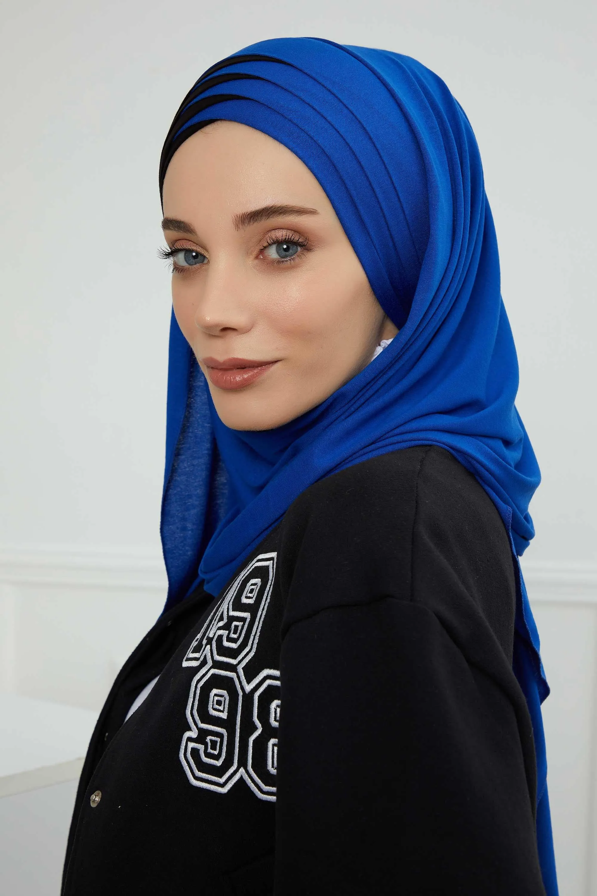 Two Colors Elegant Jersey Shawl for Women  Cotton Wrap Modesty Turban Cap Scarf,CPS-49