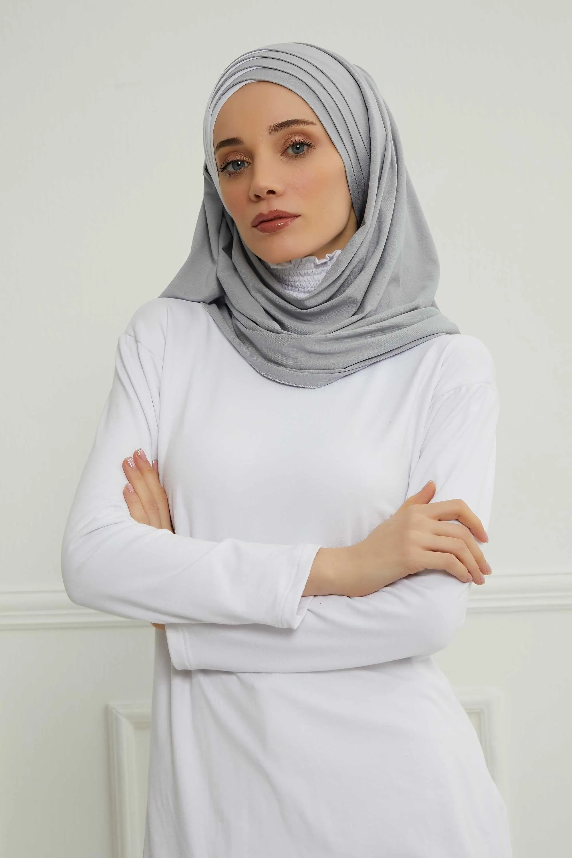 Two Colors Elegant Jersey Shawl for Women  Cotton Wrap Modesty Turban Cap Scarf,CPS-49