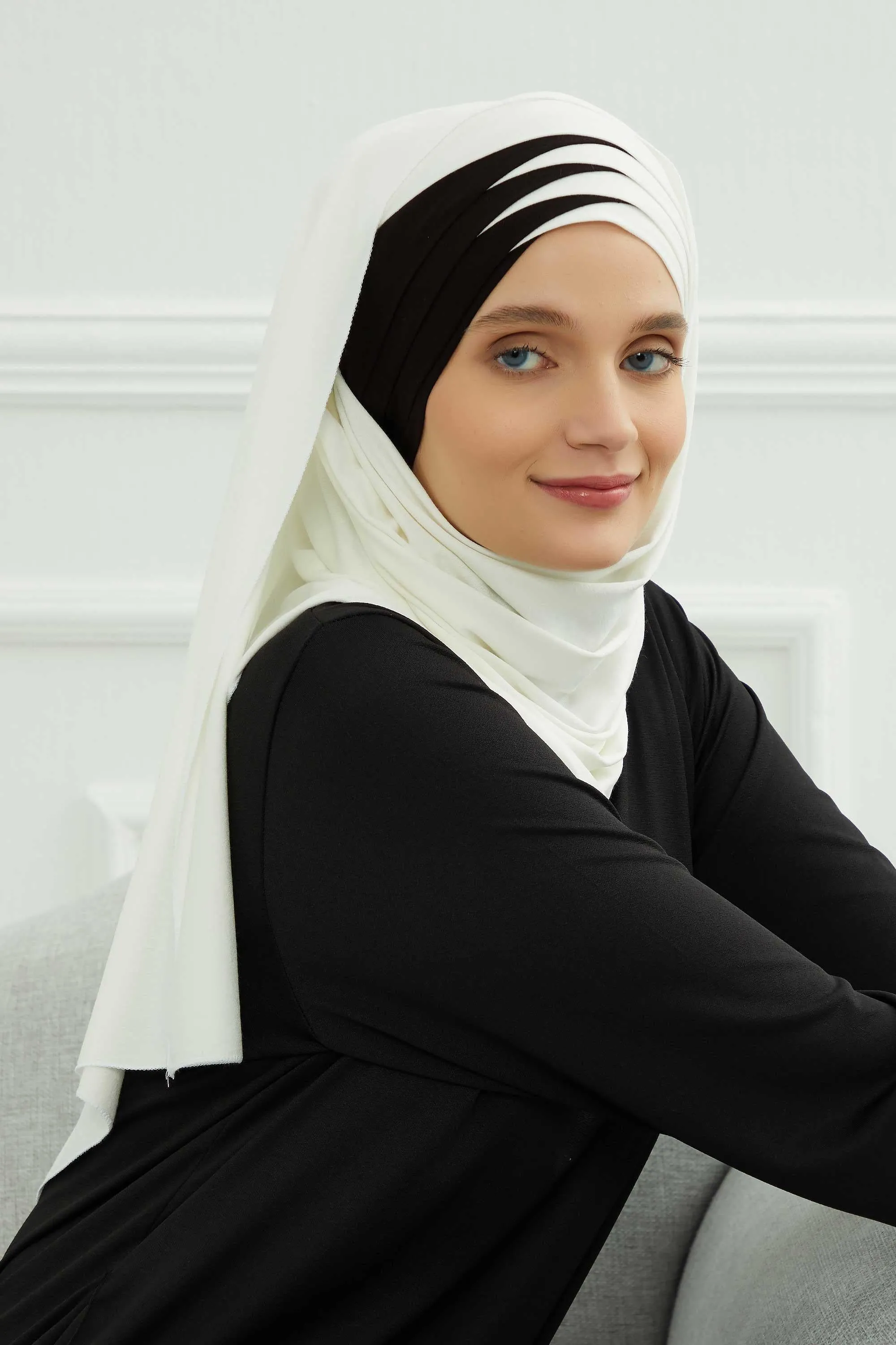 Two Colors Elegant Jersey Shawl for Women  Cotton Wrap Modesty Turban Cap Scarf,CPS-49