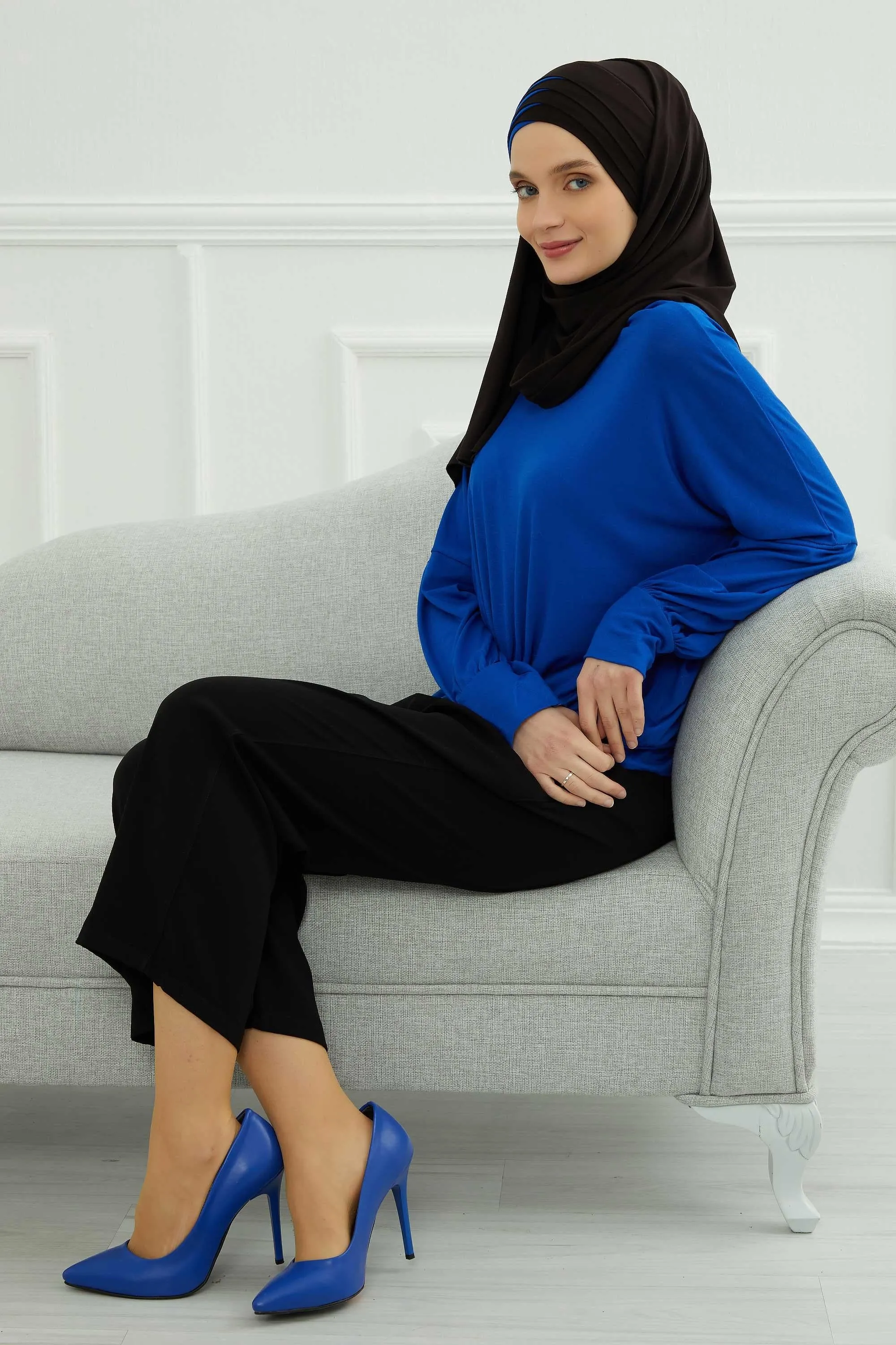 Two Colors Elegant Jersey Shawl for Women  Cotton Wrap Modesty Turban Cap Scarf,CPS-49