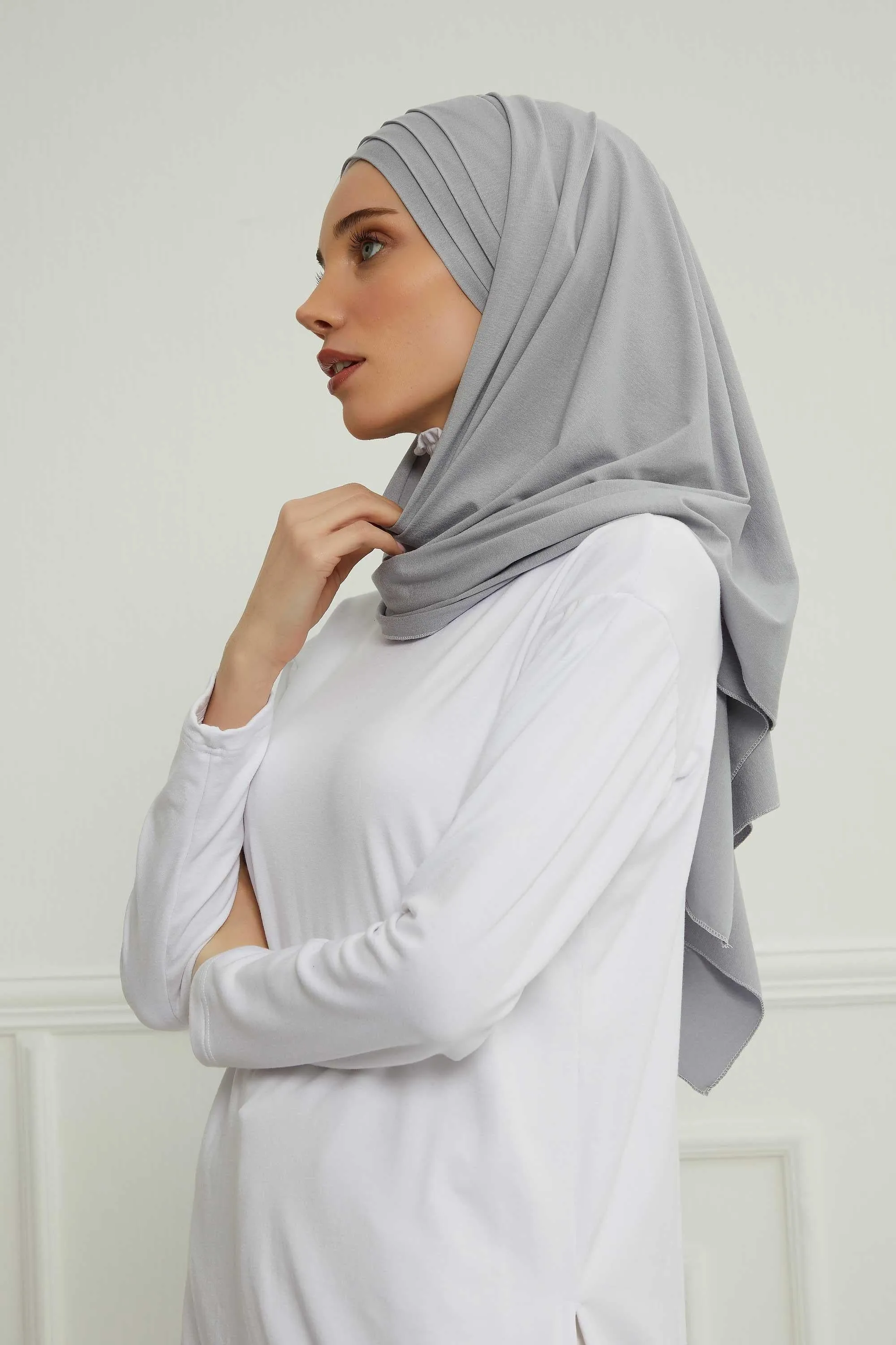 Two Colors Elegant Jersey Shawl for Women  Cotton Wrap Modesty Turban Cap Scarf,CPS-49