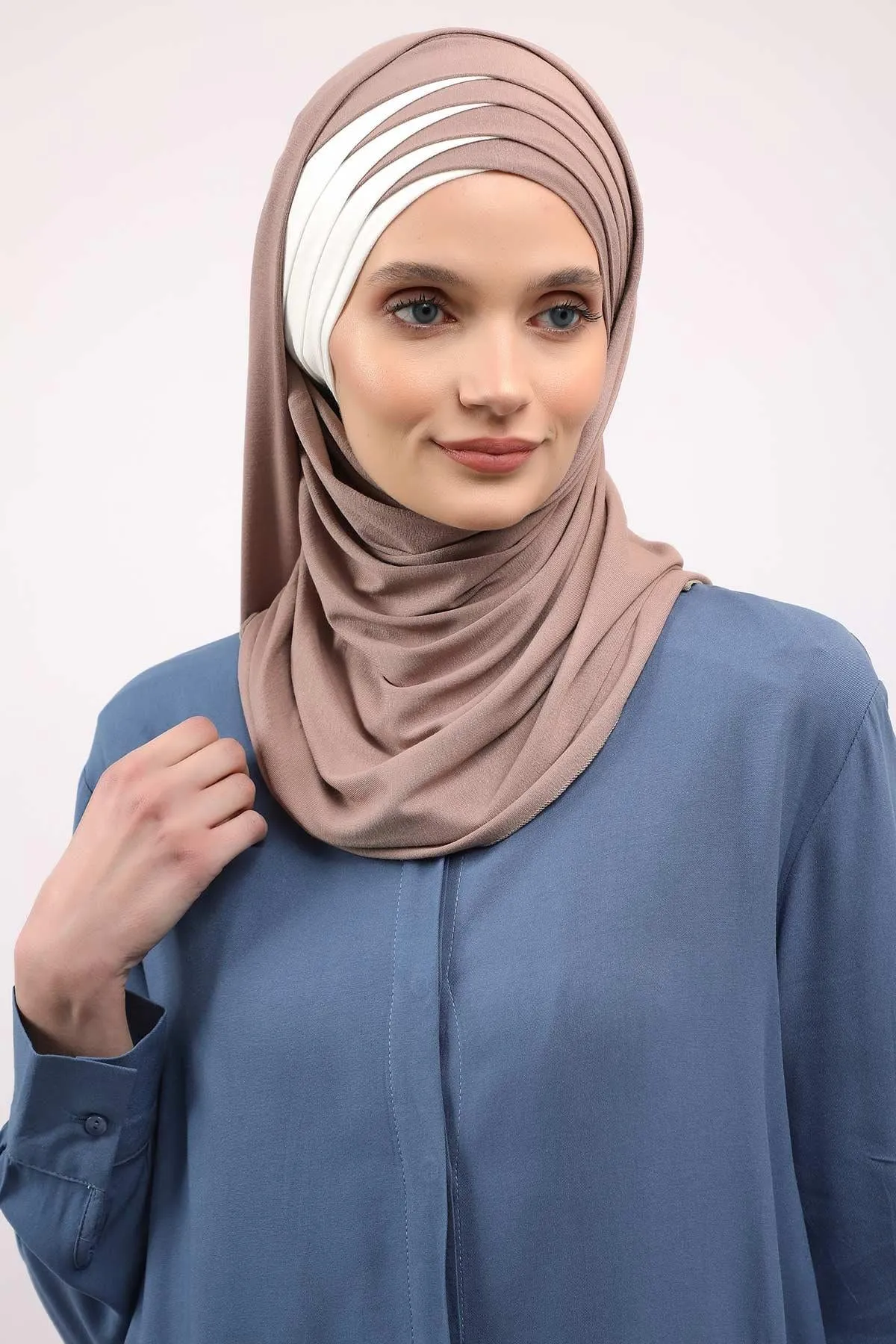 Two Colors Elegant Jersey Shawl for Women  Cotton Wrap Modesty Turban Cap Scarf,CPS-49