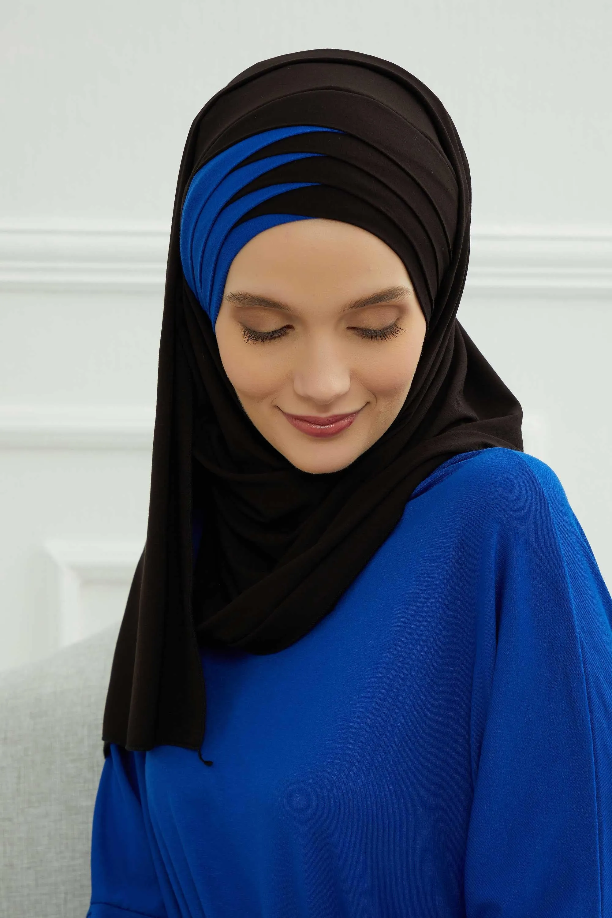 Two Colors Elegant Jersey Shawl for Women  Cotton Wrap Modesty Turban Cap Scarf,CPS-49