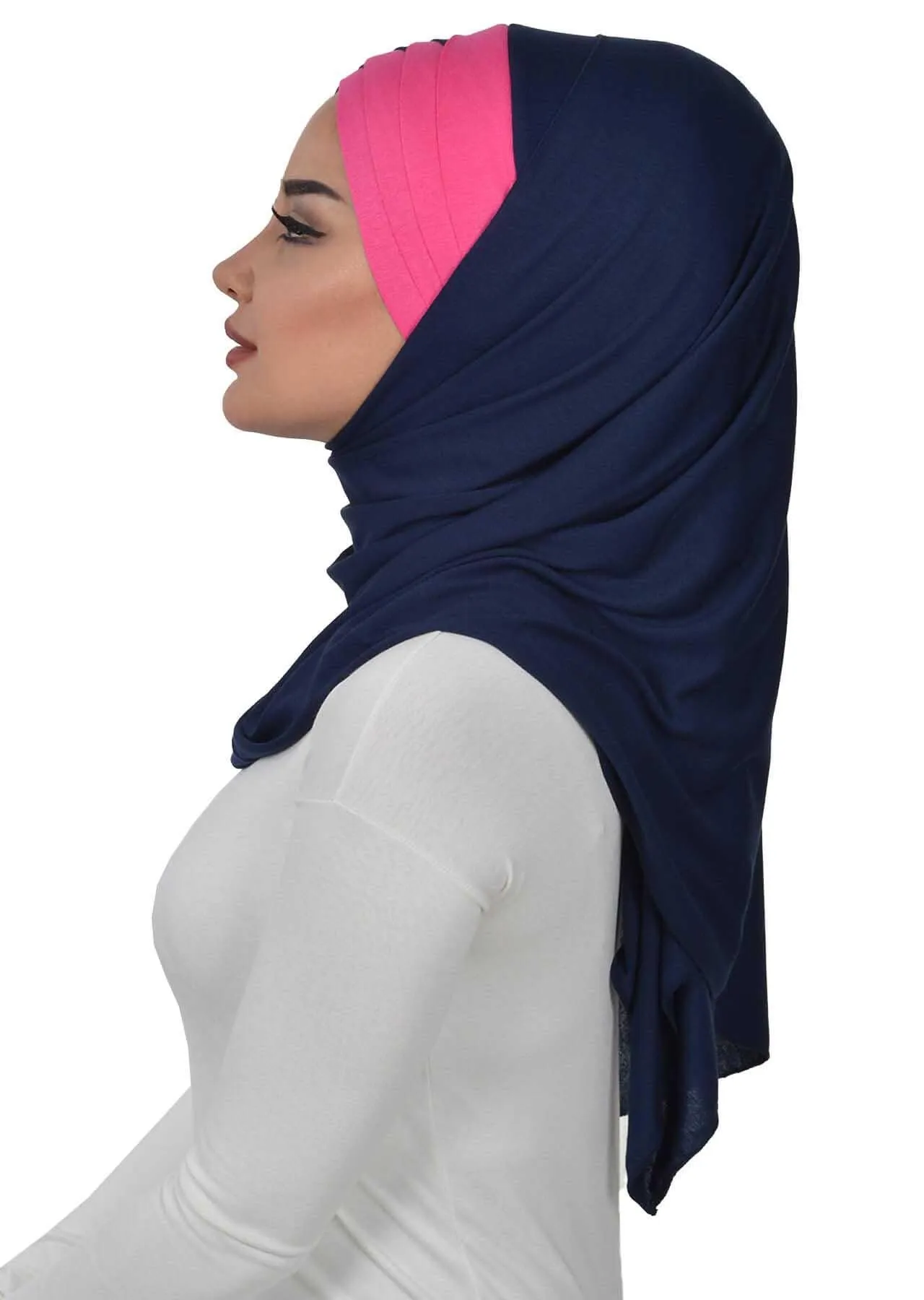 Two Colors Elegant Jersey Shawl for Women  Cotton Wrap Modesty Turban Cap Scarf,CPS-49