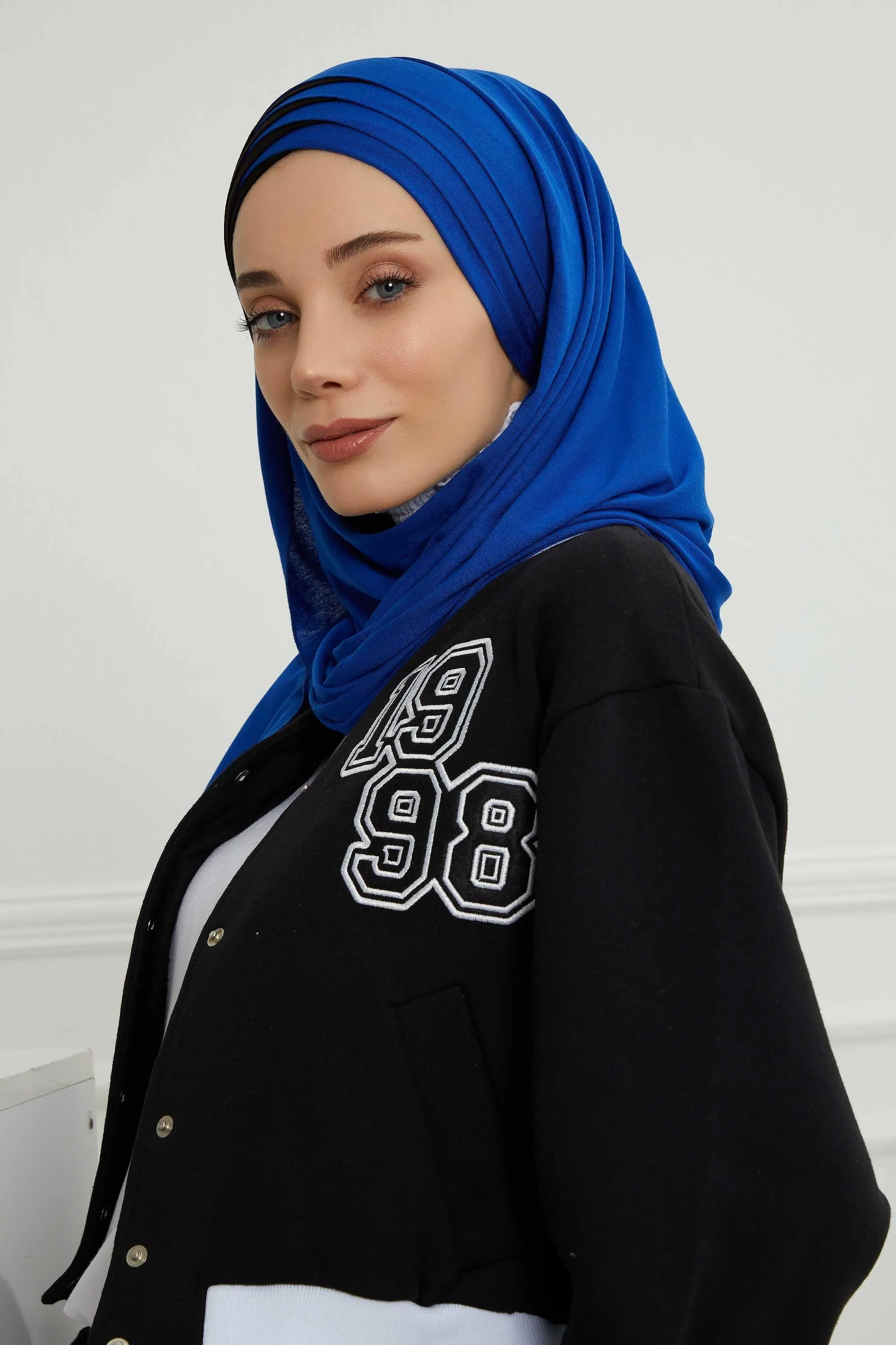 Two Colors Elegant Jersey Shawl for Women  Cotton Wrap Modesty Turban Cap Scarf,CPS-49