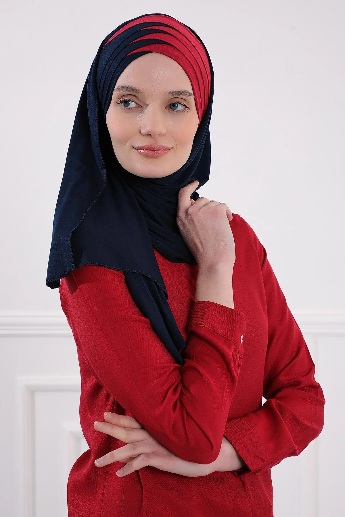 Two Colors Elegant Jersey Shawl for Women  Cotton Wrap Modesty Turban Cap Scarf,CPS-49