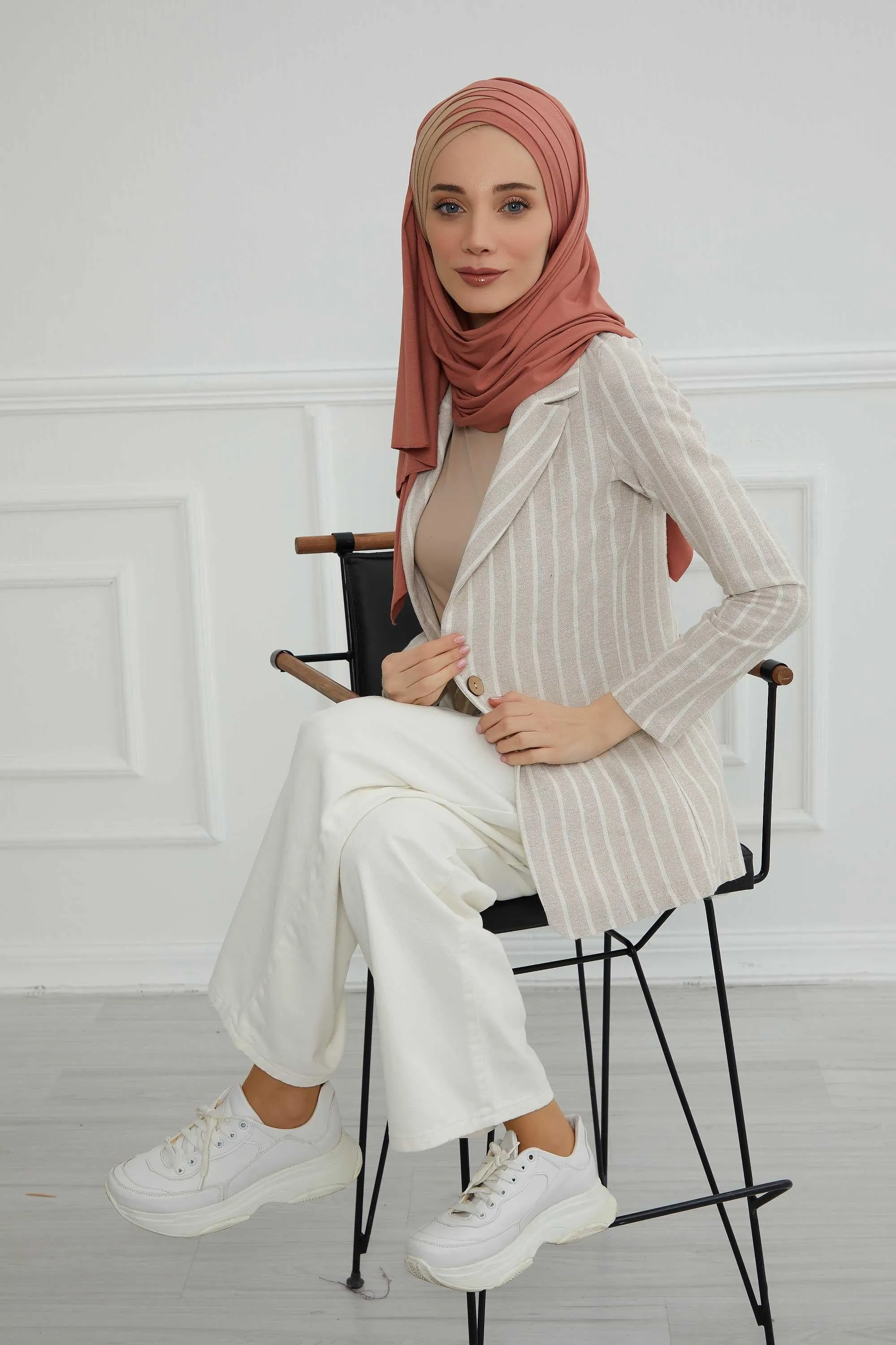 Two Colors Elegant Jersey Shawl for Women  Cotton Wrap Modesty Turban Cap Scarf,CPS-49