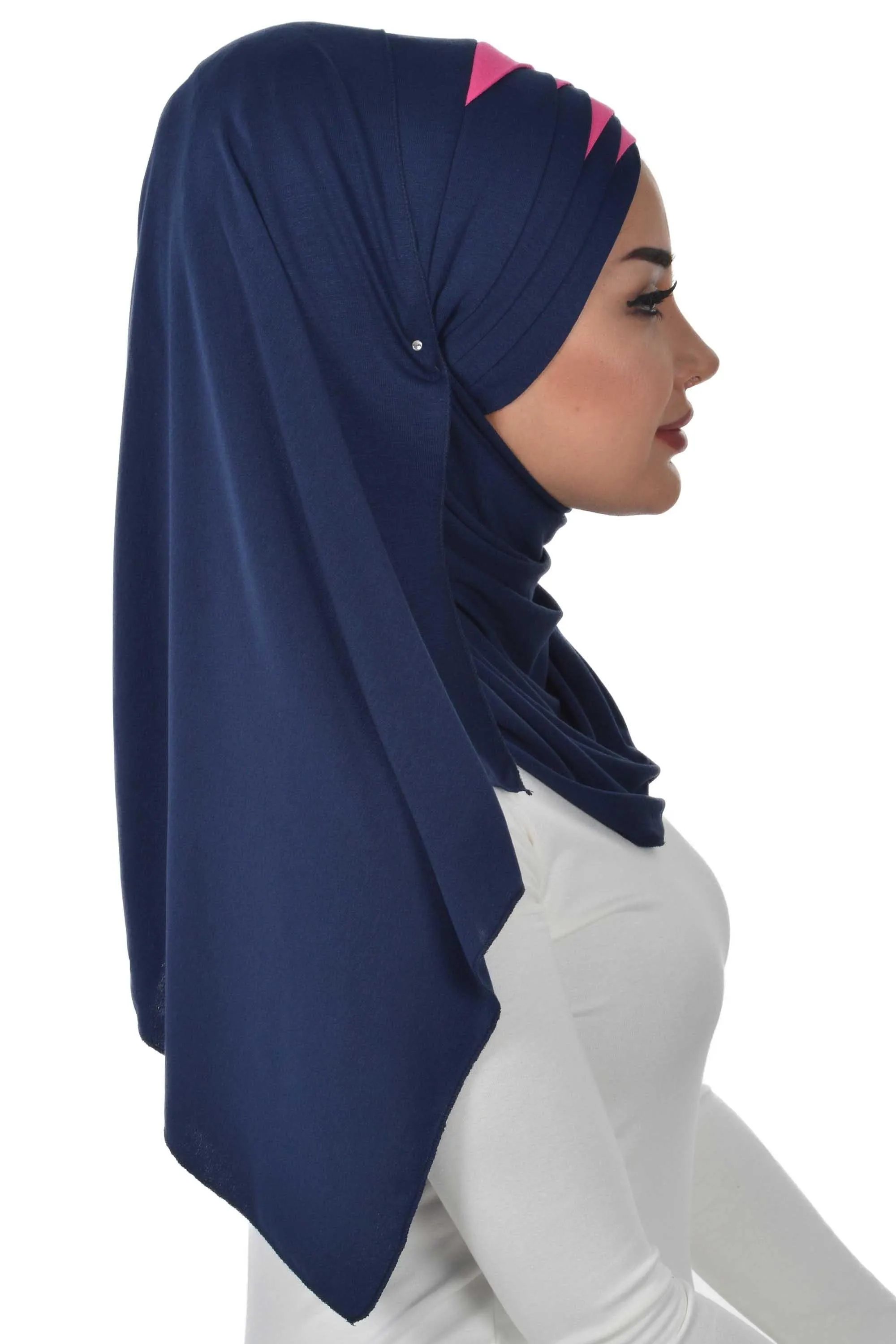 Two Colors Elegant Jersey Shawl for Women  Cotton Wrap Modesty Turban Cap Scarf,CPS-49