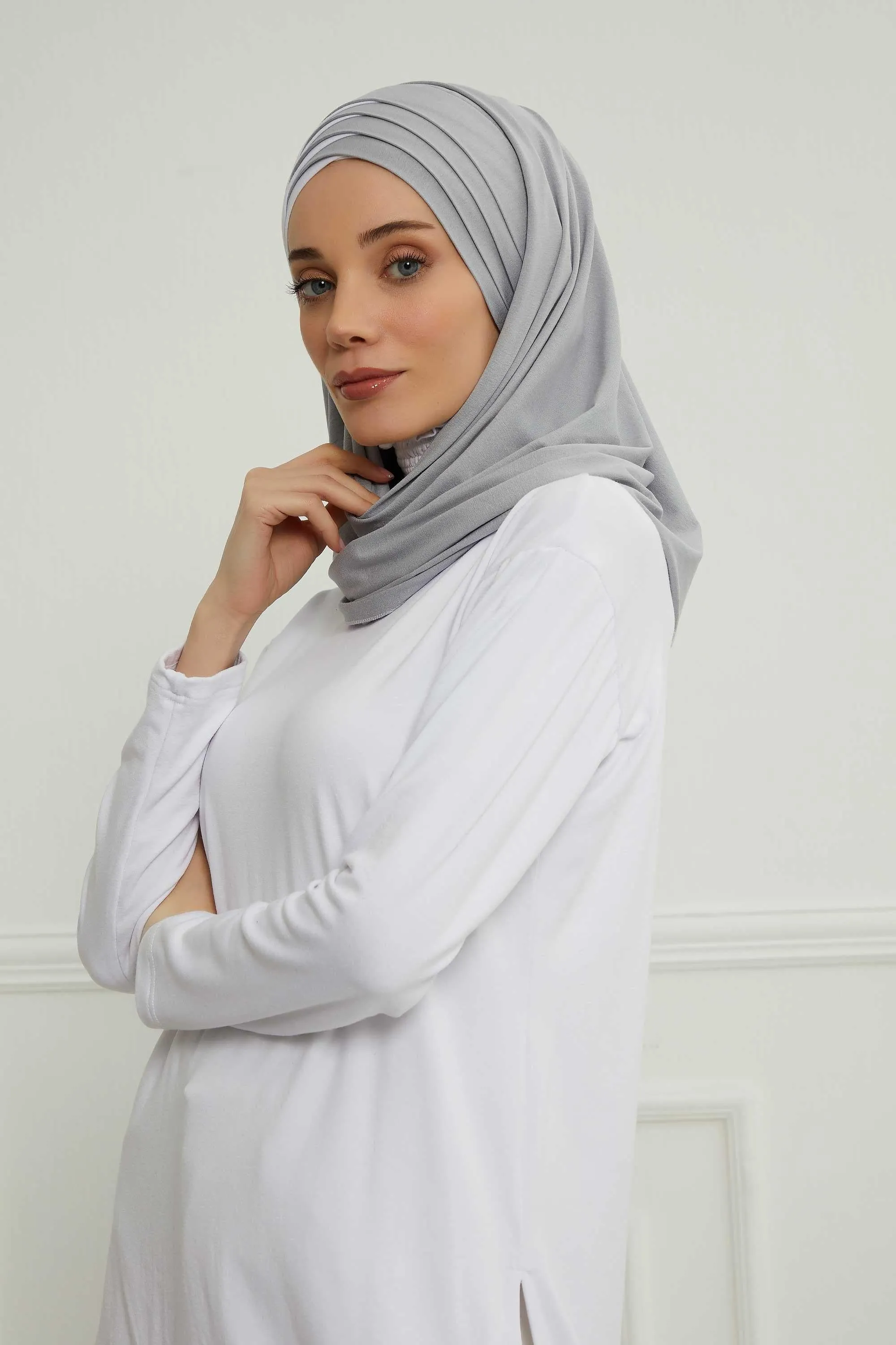 Two Colors Elegant Jersey Shawl for Women  Cotton Wrap Modesty Turban Cap Scarf,CPS-49