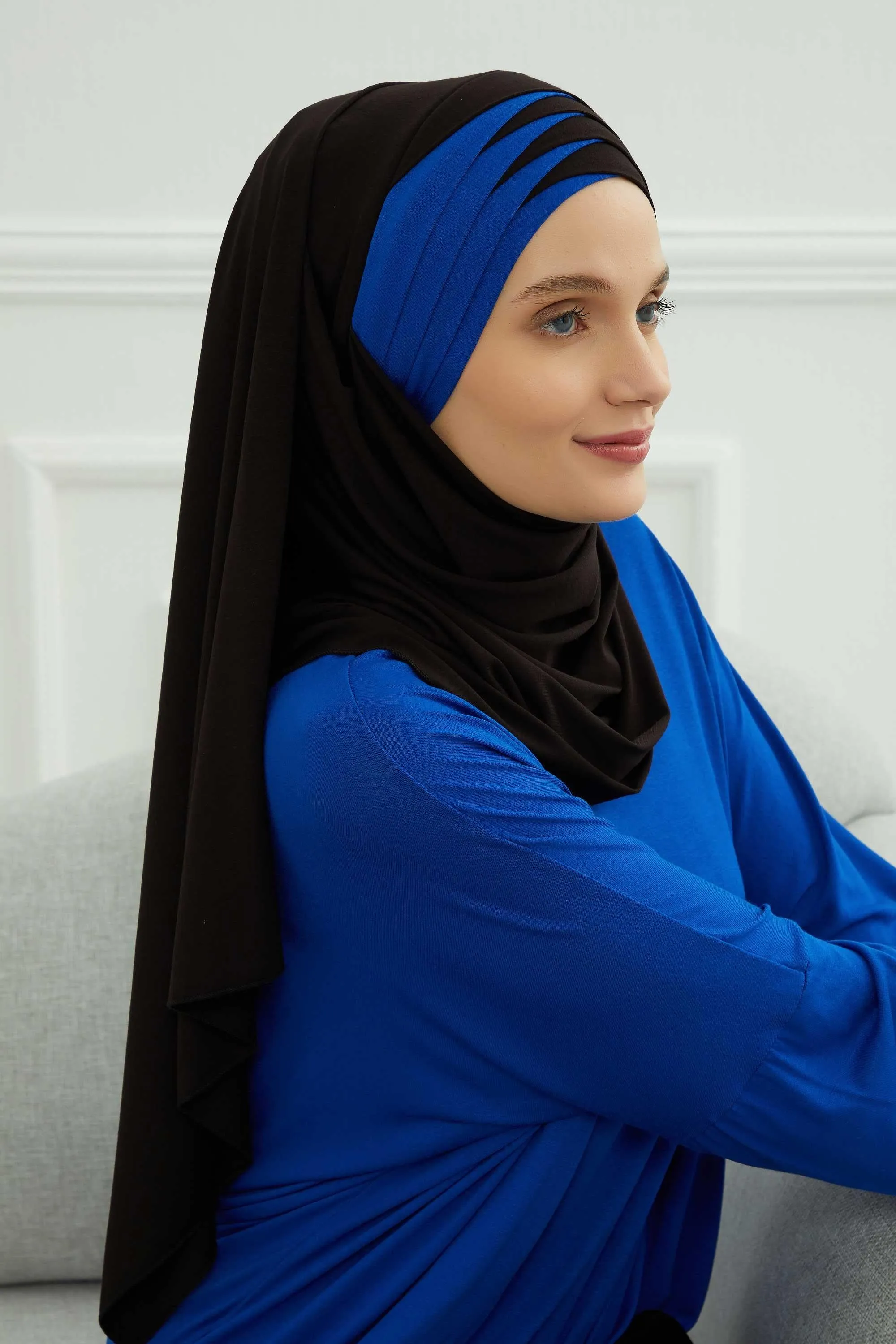 Two Colors Elegant Jersey Shawl for Women  Cotton Wrap Modesty Turban Cap Scarf,CPS-49