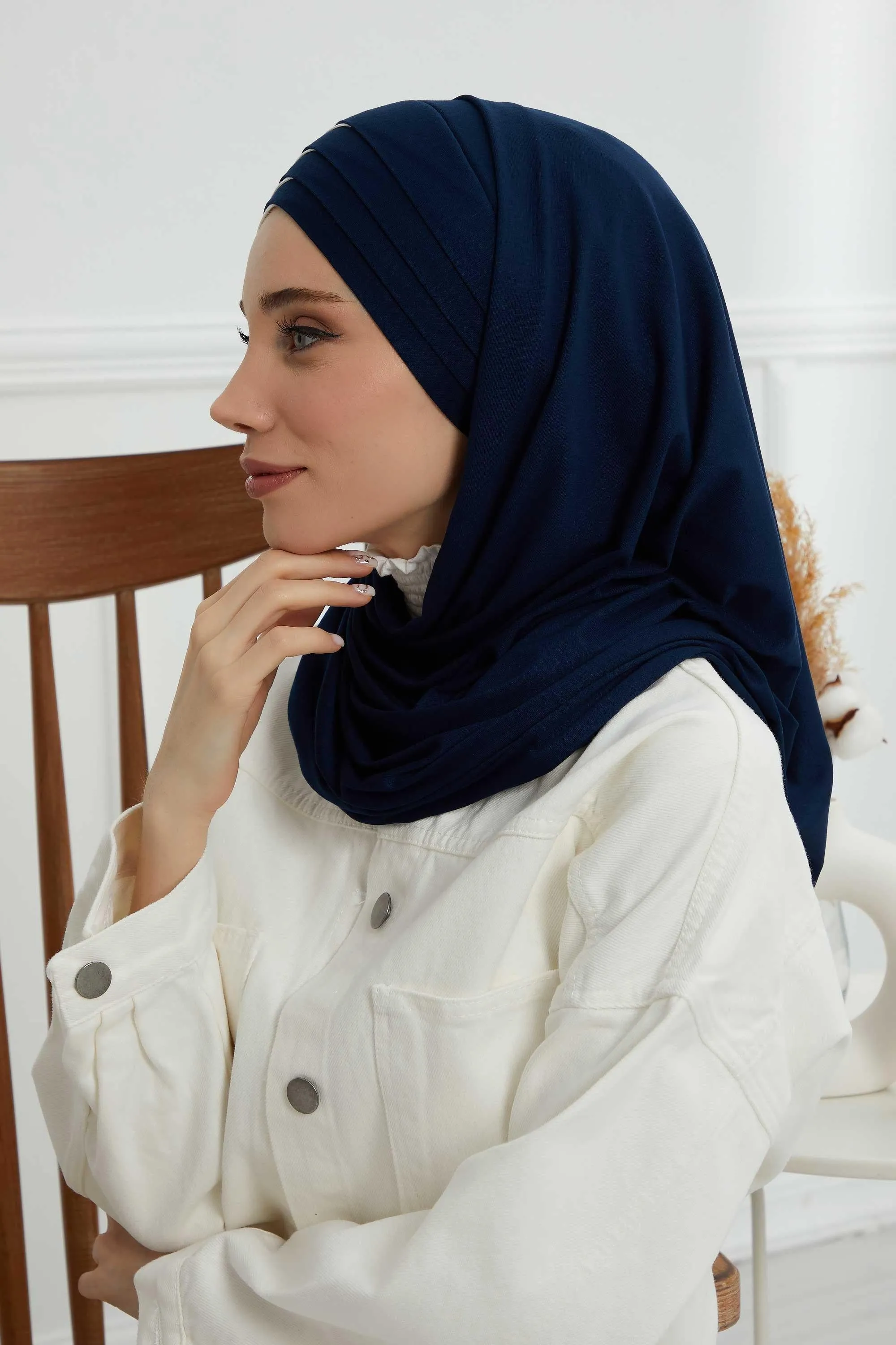 Two Colors Elegant Jersey Shawl for Women  Cotton Wrap Modesty Turban Cap Scarf,CPS-49