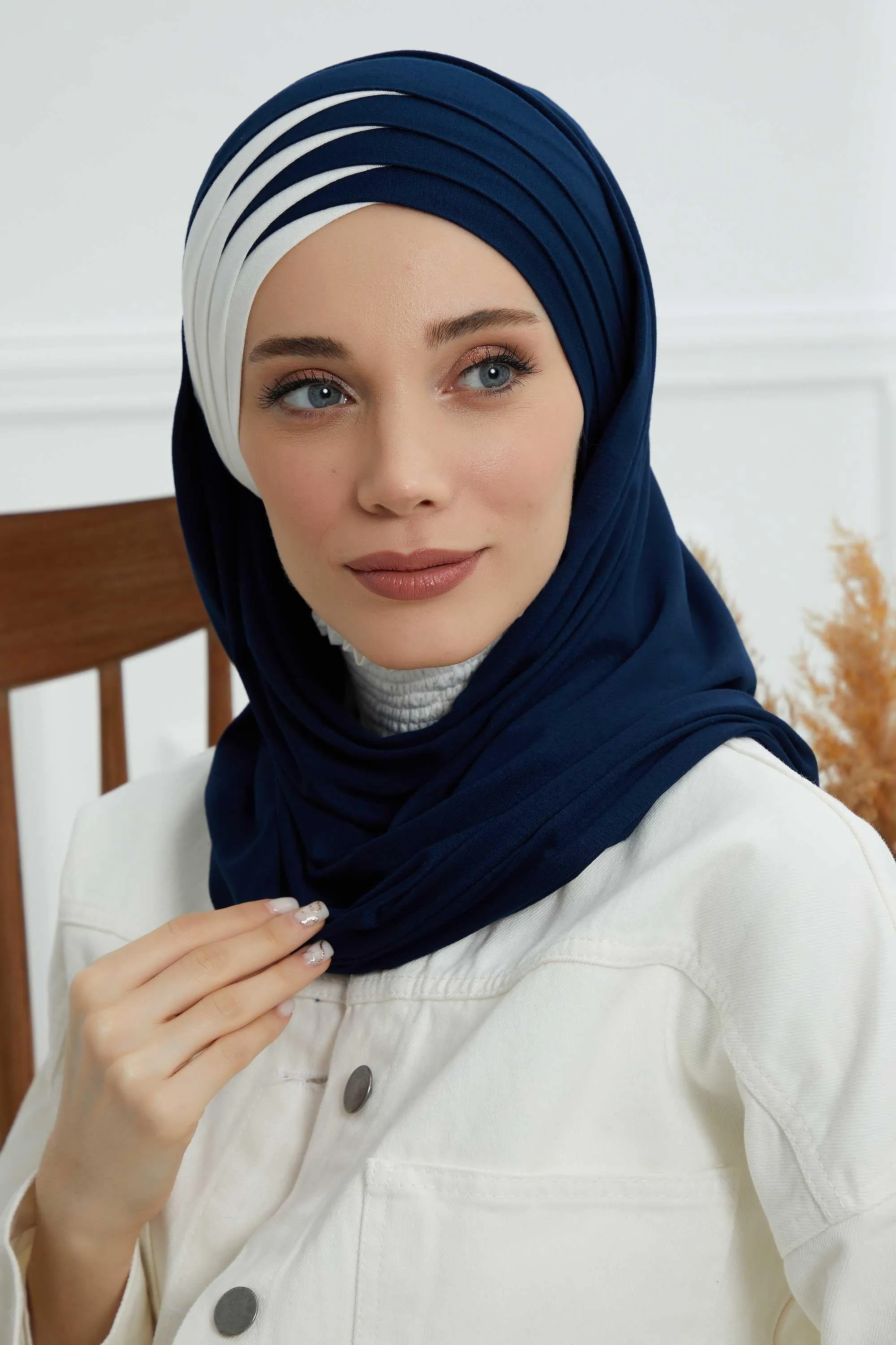 Two Colors Elegant Jersey Shawl for Women  Cotton Wrap Modesty Turban Cap Scarf,CPS-49