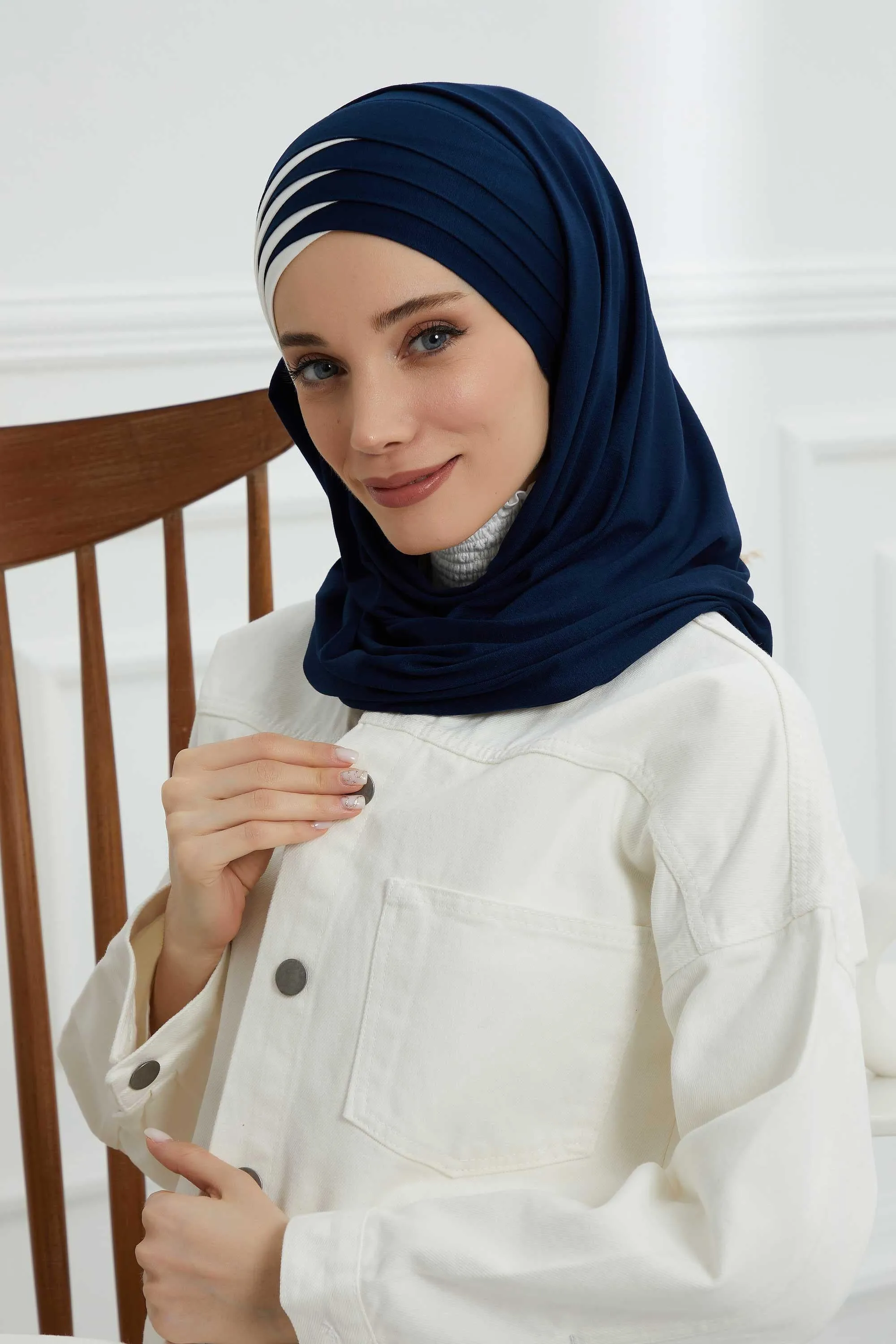 Two Colors Elegant Jersey Shawl for Women  Cotton Wrap Modesty Turban Cap Scarf,CPS-49