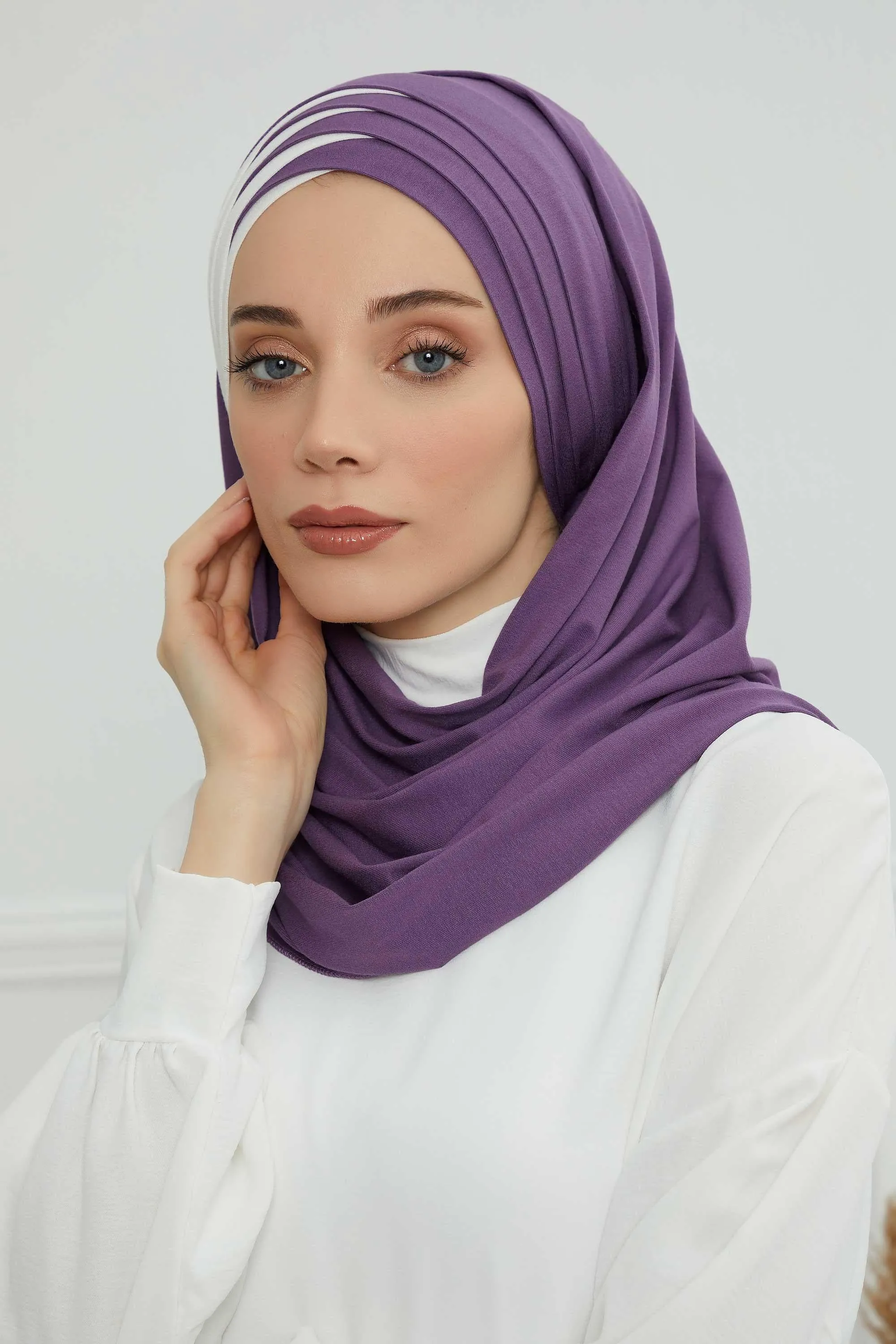 Two Colors Elegant Jersey Shawl for Women  Cotton Wrap Modesty Turban Cap Scarf,CPS-49