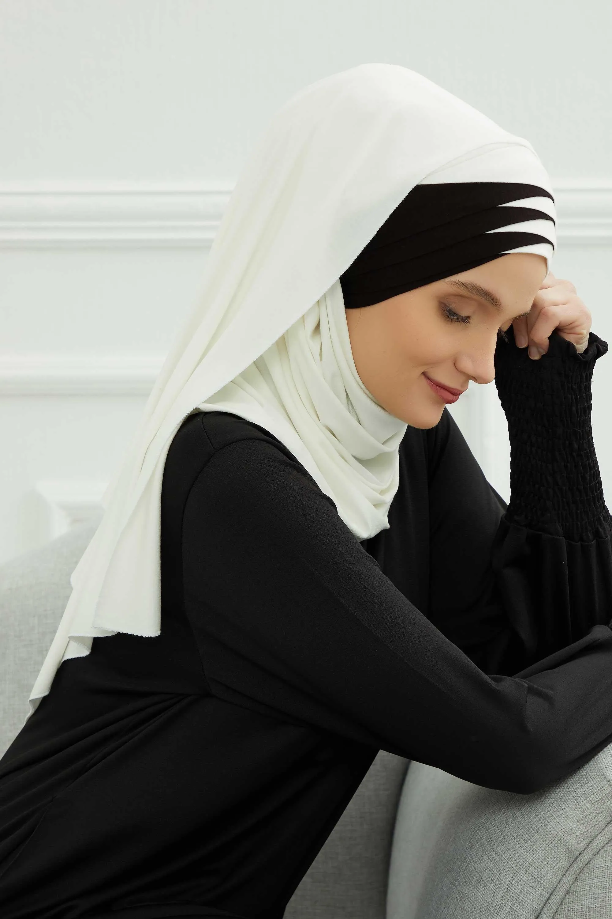 Two Colors Elegant Jersey Shawl for Women  Cotton Wrap Modesty Turban Cap Scarf,CPS-49