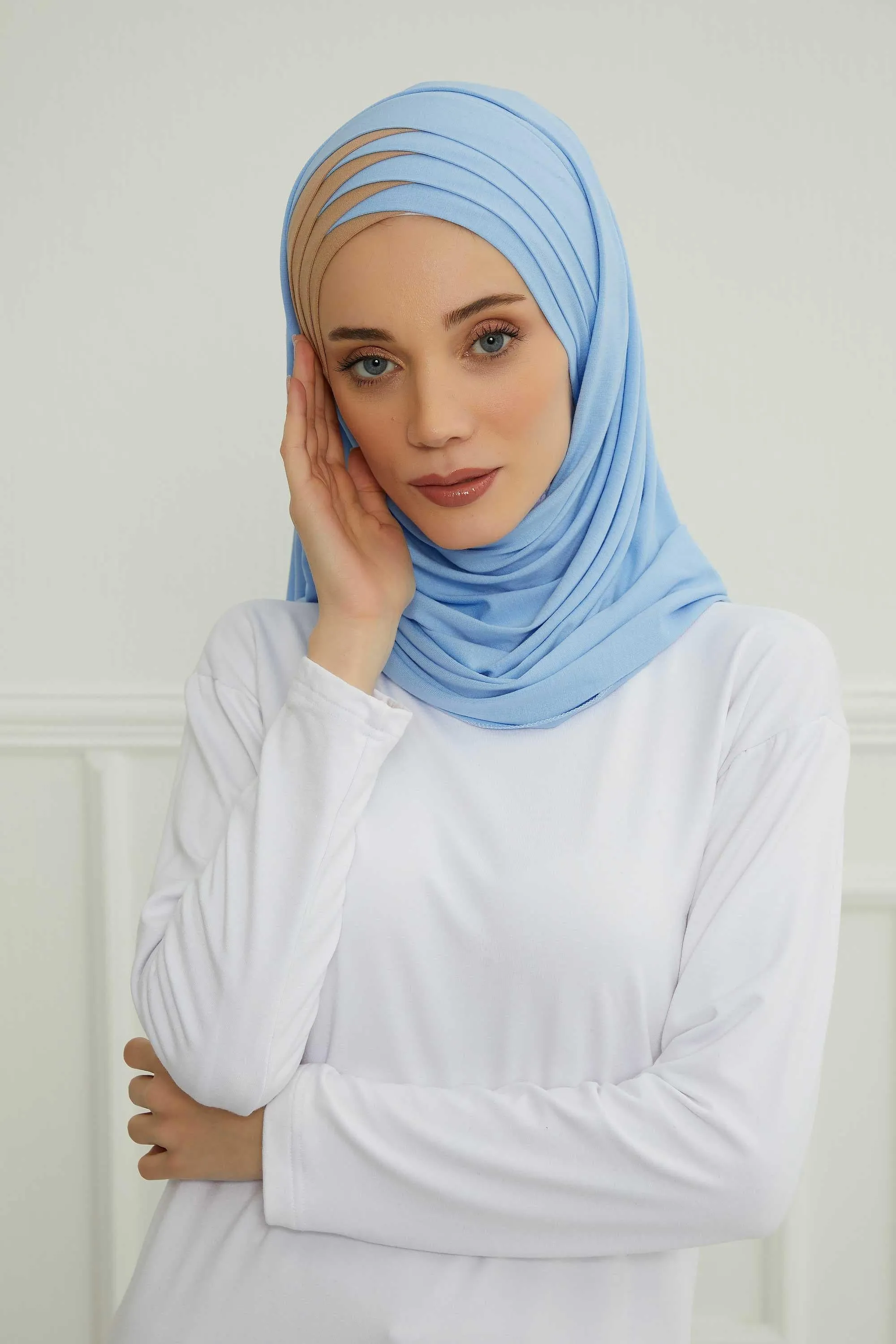 Two Colors Elegant Jersey Shawl for Women  Cotton Wrap Modesty Turban Cap Scarf,CPS-49