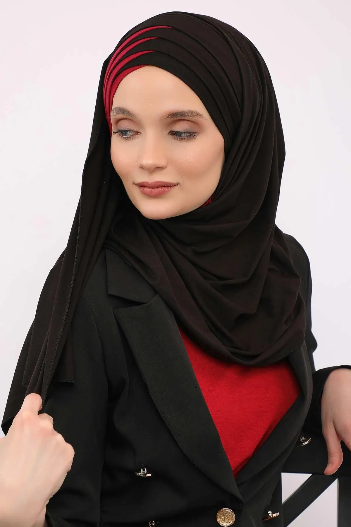 Two Colors Elegant Jersey Shawl for Women  Cotton Wrap Modesty Turban Cap Scarf,CPS-49