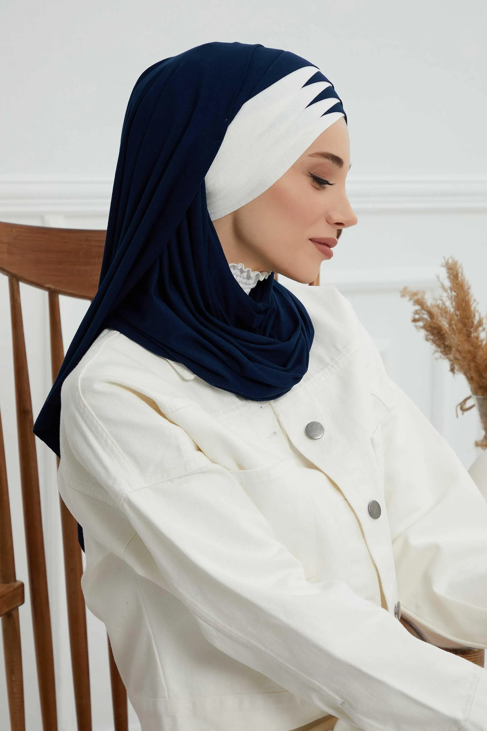Two Colors Elegant Jersey Shawl for Women  Cotton Wrap Modesty Turban Cap Scarf,CPS-49