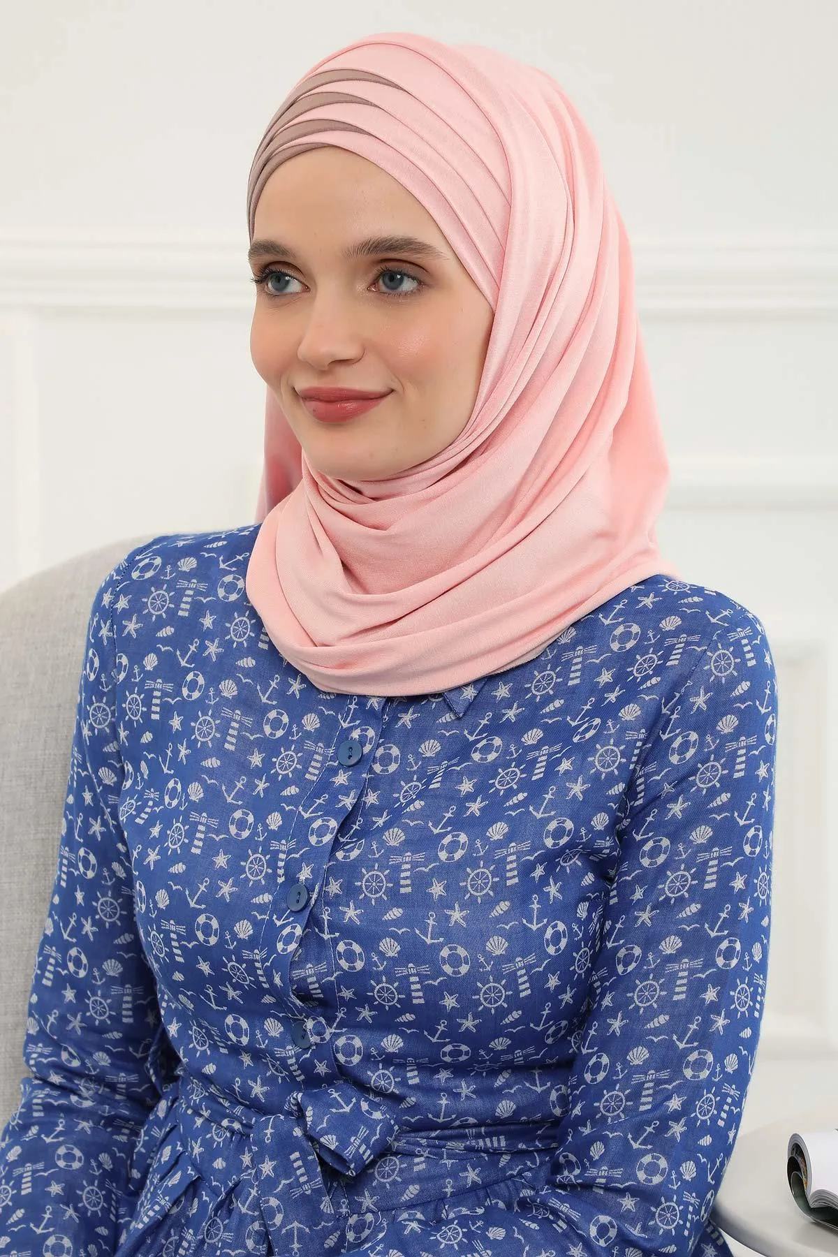 Two Colors Elegant Jersey Shawl for Women  Cotton Wrap Modesty Turban Cap Scarf,CPS-49