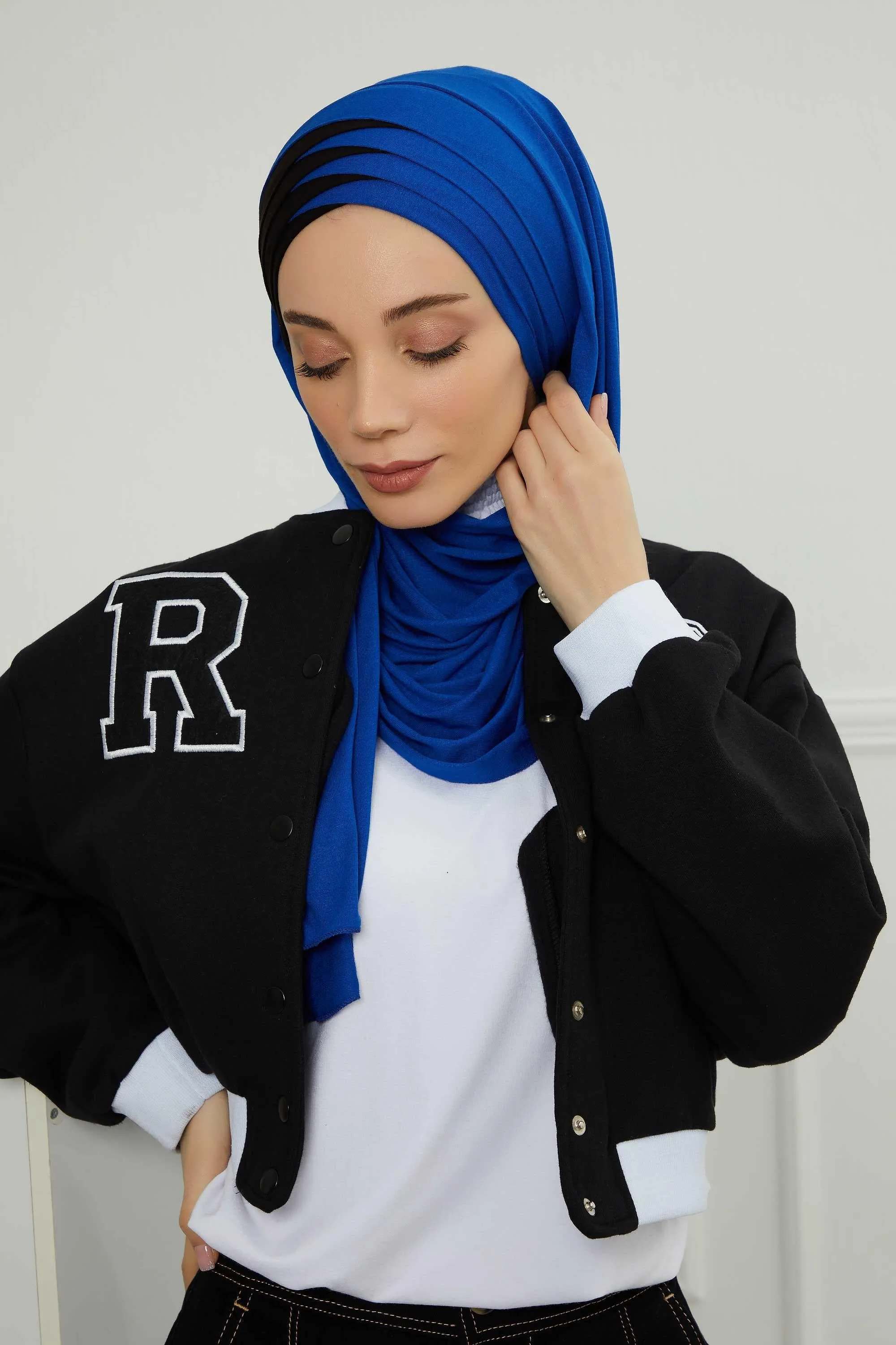 Two Colors Elegant Jersey Shawl for Women  Cotton Wrap Modesty Turban Cap Scarf,CPS-49