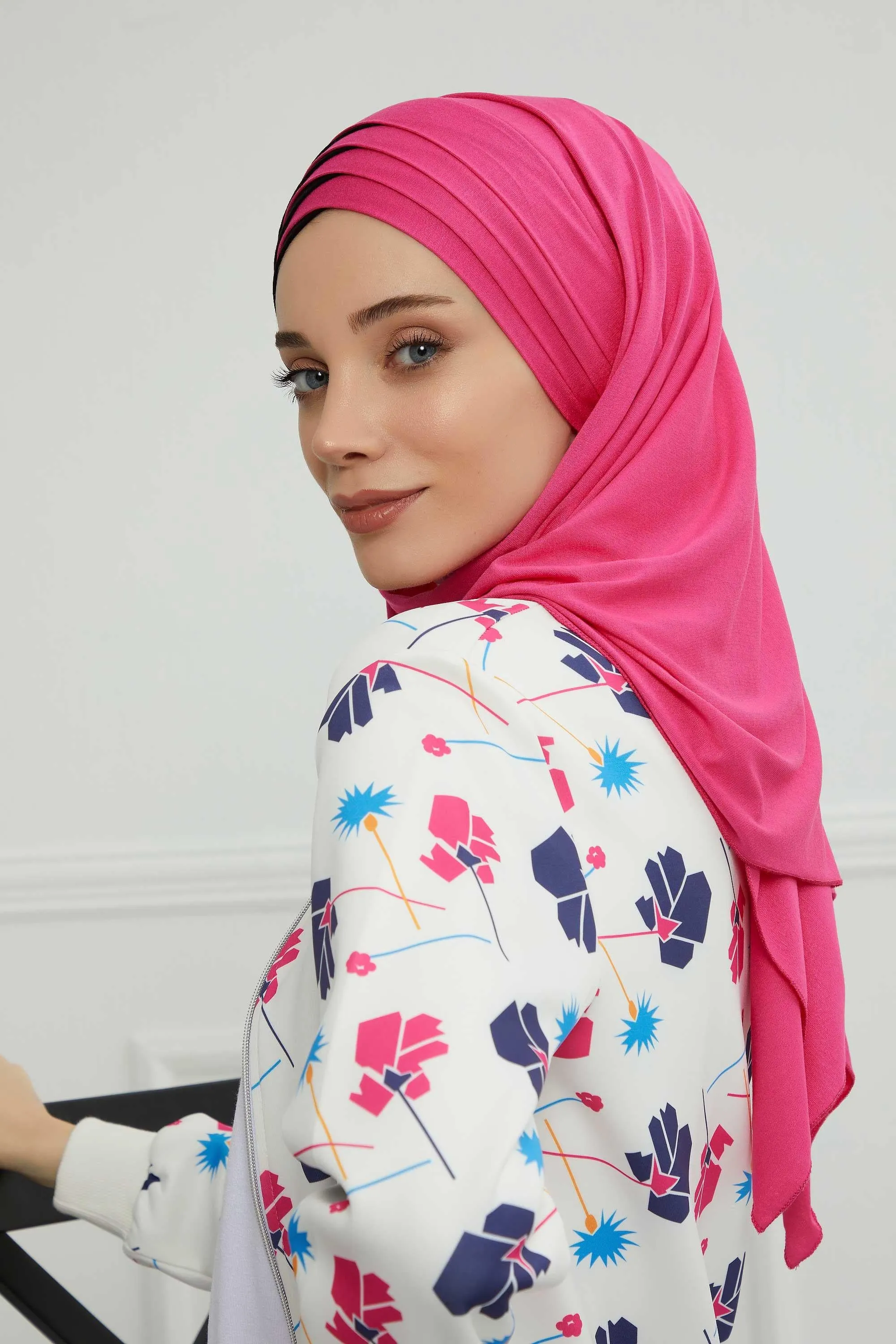 Two Colors Elegant Jersey Shawl for Women  Cotton Wrap Modesty Turban Cap Scarf,CPS-49